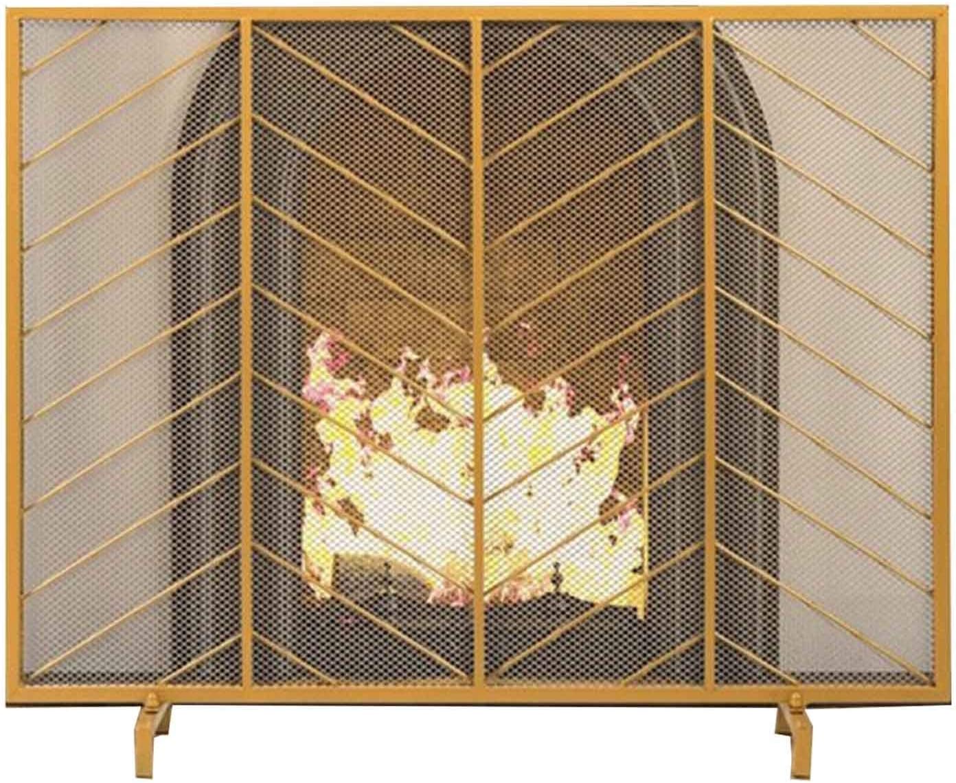 Fire Guard Gold Iron Fireplace Safety Screen Spark Flame with Steel