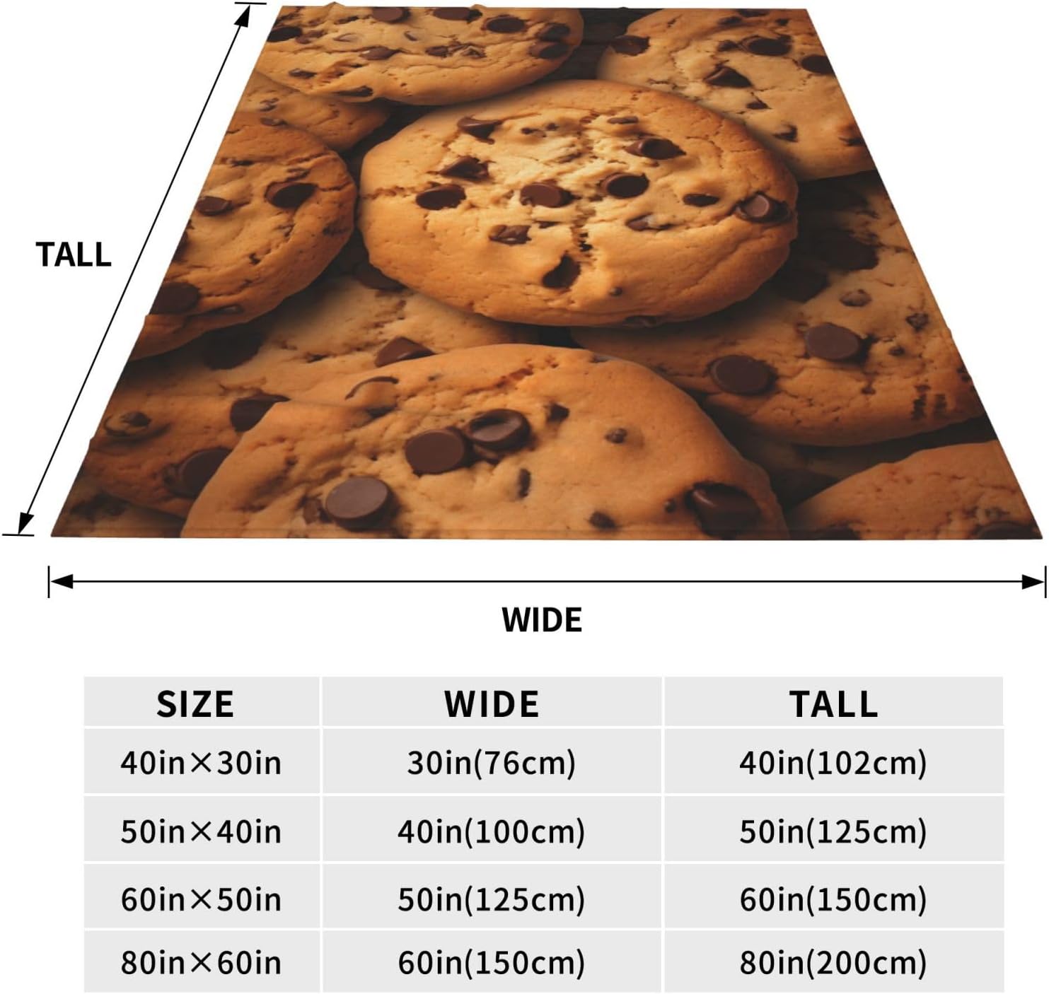 Cookie Blanket Funny Soft Food Blankets Cookie Blanket Adult Size Flannel Birthaday Gift for Teens Boys and Girls for Sofa Outdoor Living Room Indoor Bedroom Decor 50x60 Inch - Image 3