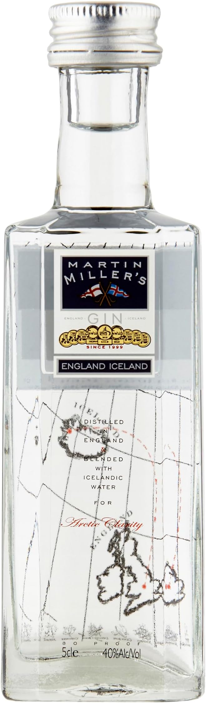 Martin Millers Original Gin Miniature - Super Premium Gin, Icelandic spring water, Distilled in England - 40 percent ABV 5cl Bottle (0.05L)