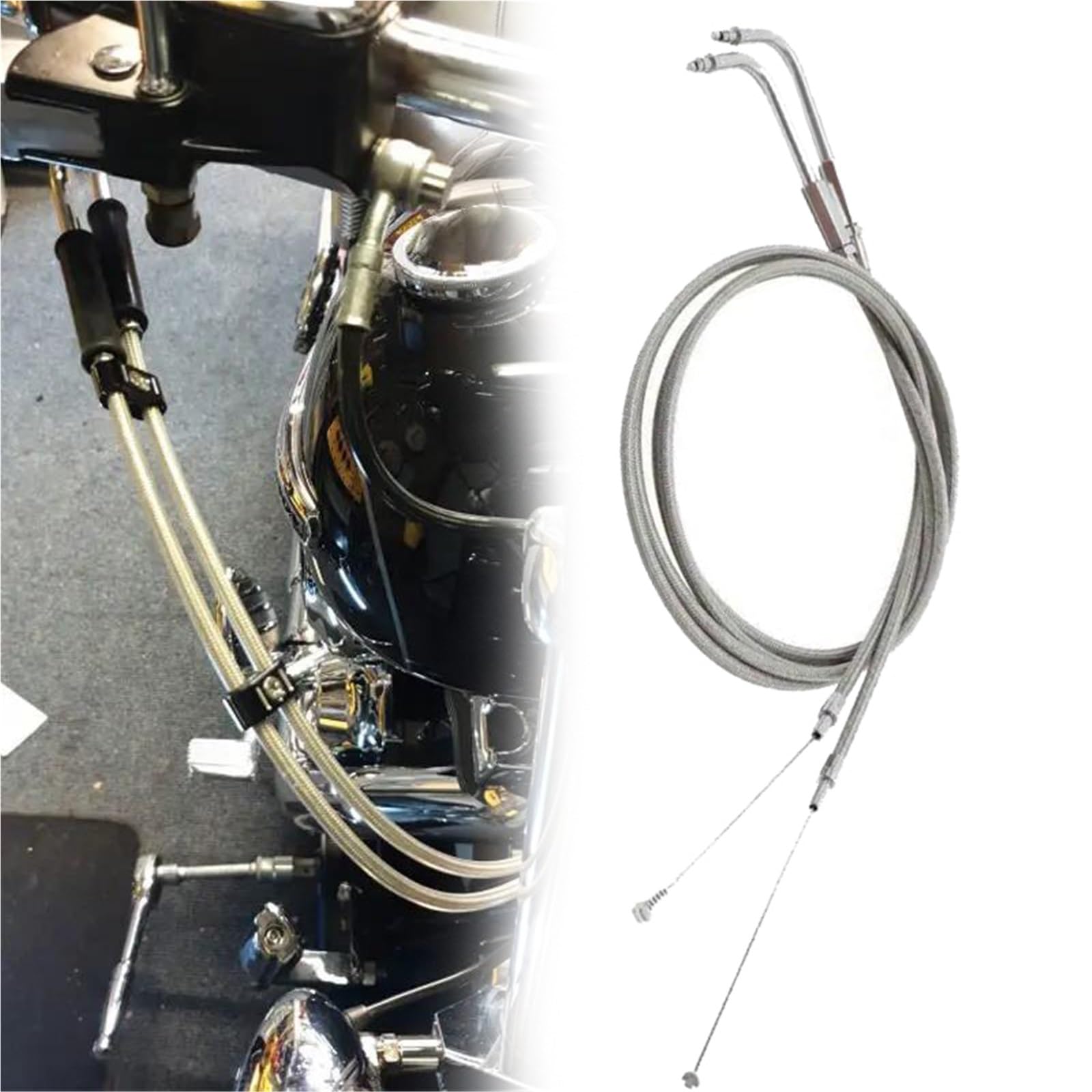 Cavo Acceleratore In Acciaio Inox Da 130 Cm Per Moto Per Harley FXD FLST FXST FLHRC FLHRCI FLHRI FLHT Sportster XL 883 1200 Road King