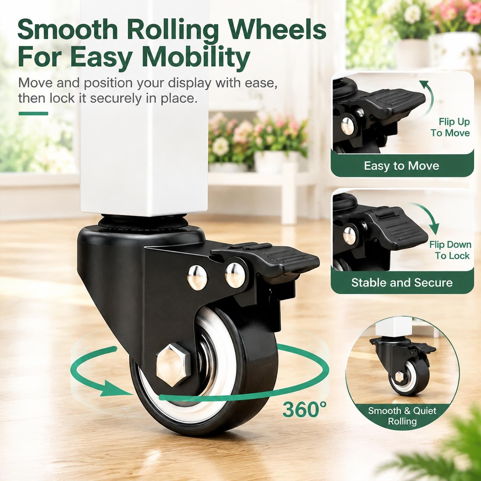 Tiered Mobile Stand for Floral Arrangements, Portable Display Trolley