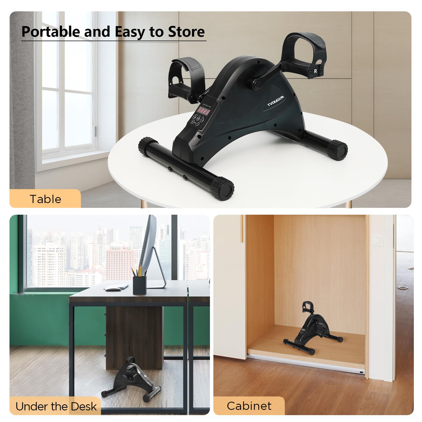 Mini Vélo d'appartement Électrique, Pedalier d'appartement, 6 Niveaux de Vitesse pour Jambes et Bras de Réadaptation