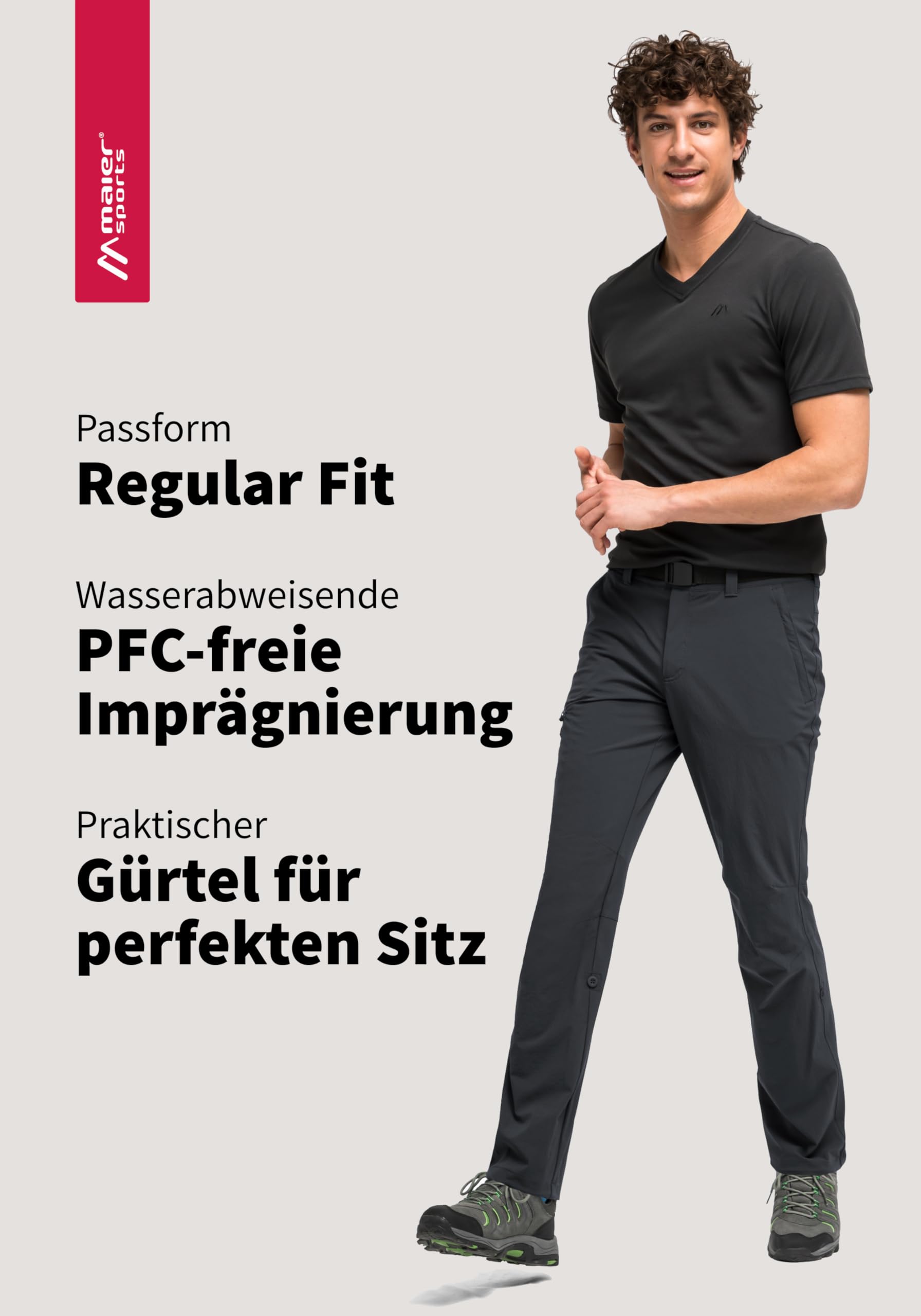 maier sports Nil, Pantaloni da Trekking da Uomo, Pantaloni Outdoor idrorepellenti per Il Trekking e l'escursionismo, Senza PFC, MSTRETCH PRO 4 & Dryprotec, Funzione Roll-up