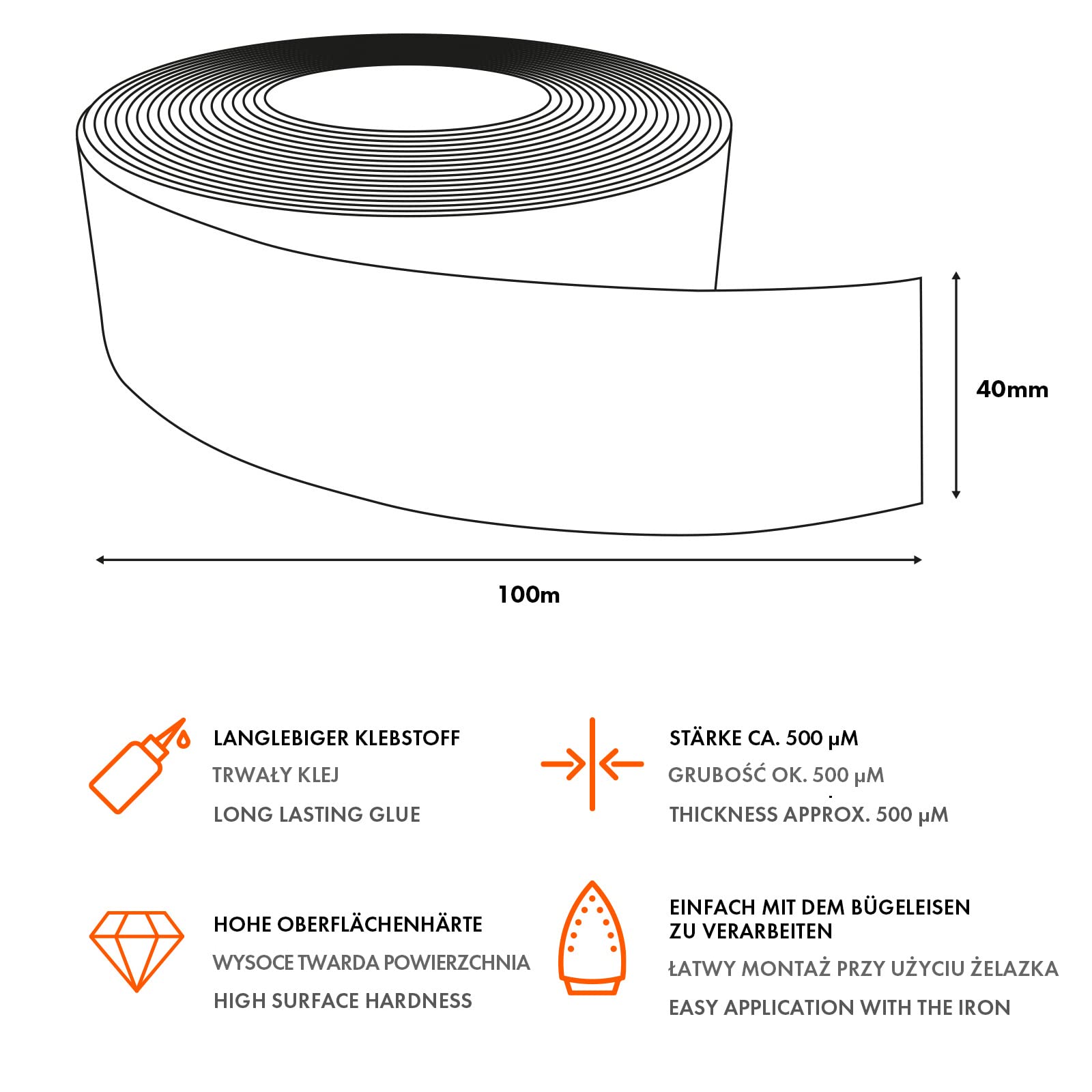 DecoMeister Bordo per Mobili Termoadesivo 40mm x 100m - Nastro in Melamina per Mensole e Tavoli - Bordatura in melaminico con adesivo termofusibile - Applicazione con Ferro da Stiro - Rovere Selvatico