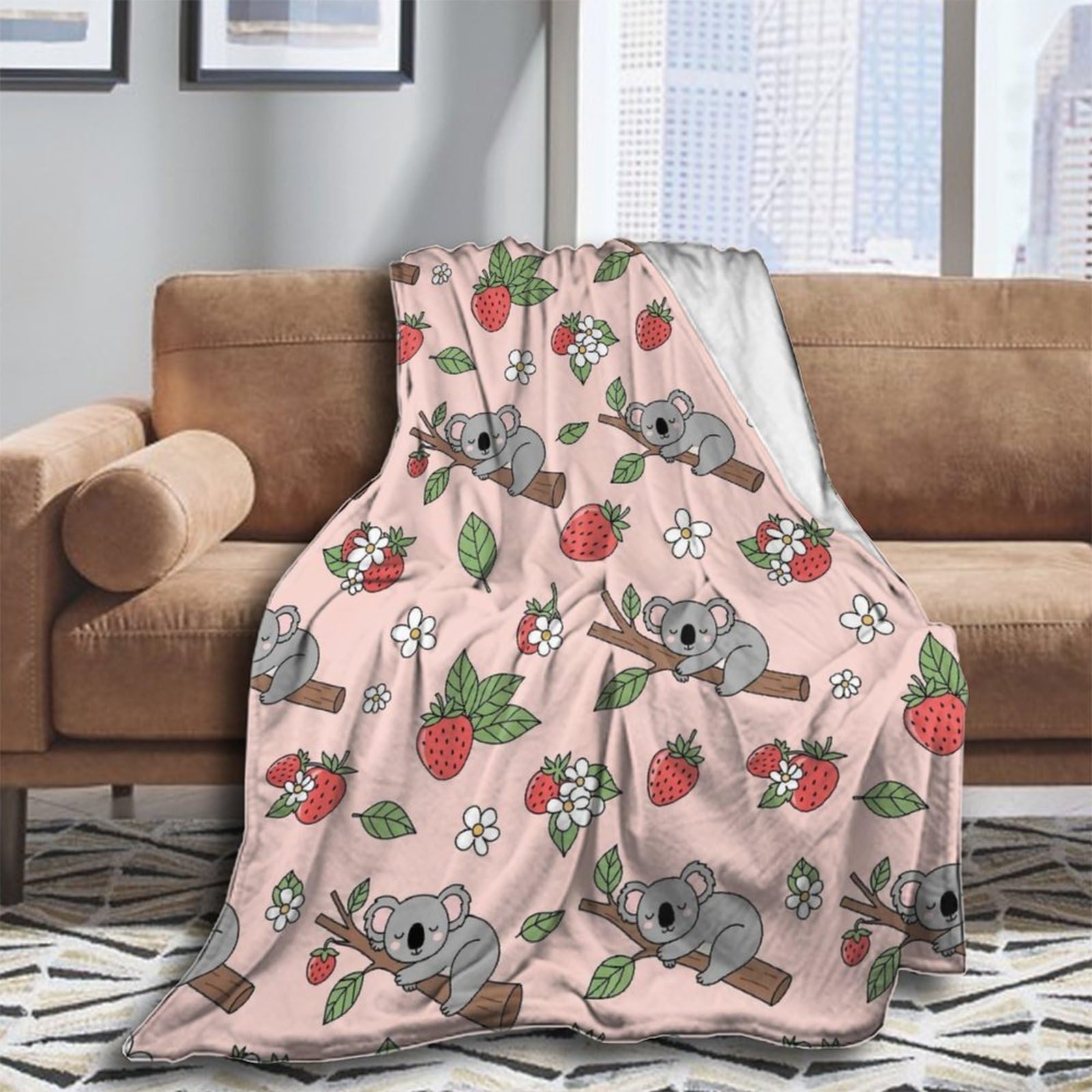 Oudrspo Fleece Blanket for Couch Throw Blanket for Women Men Ice Blue and Red Fire Flame Dragon Cozy Blankets 50x40 Inches