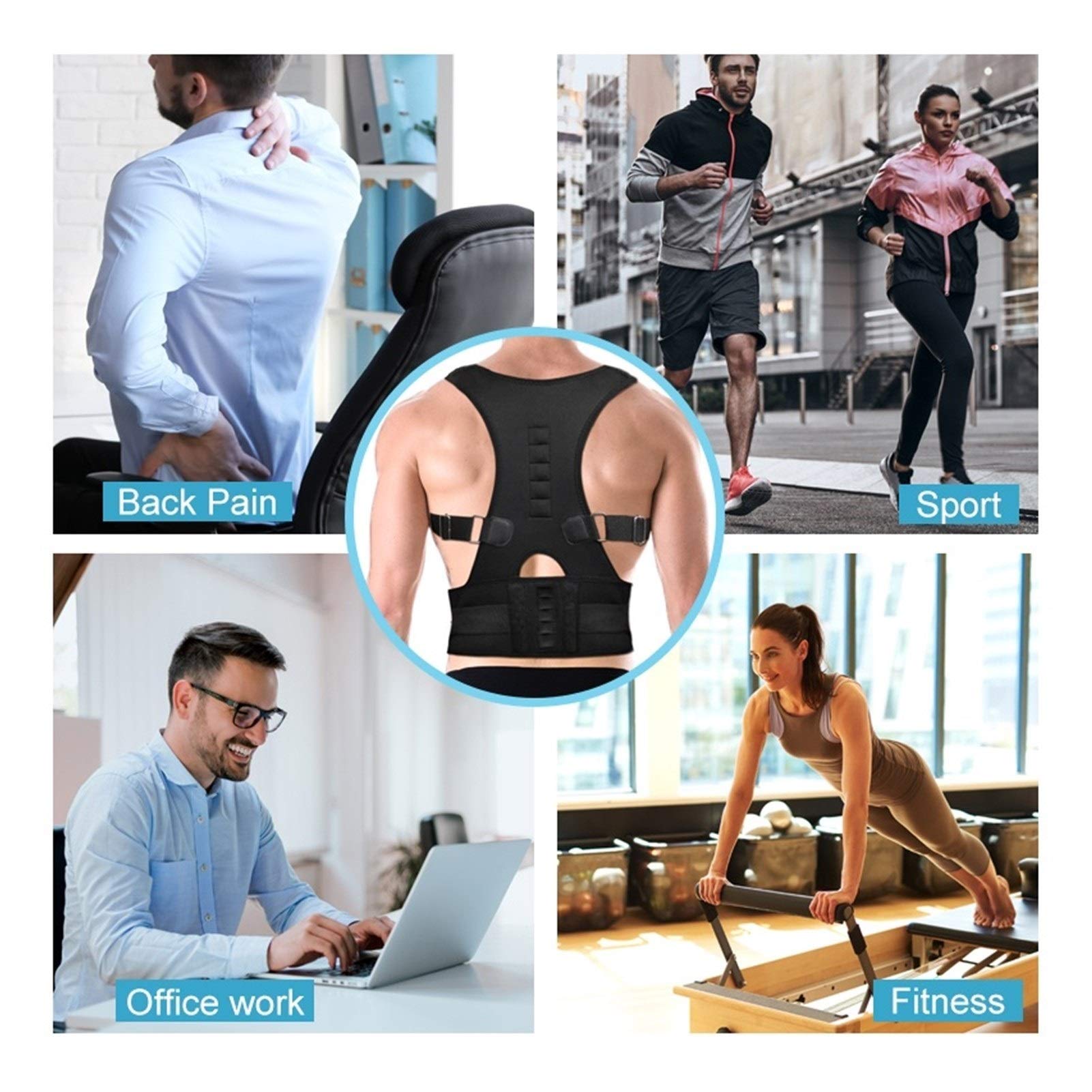 Correttore posturale Magnetico Regolabile per Uomo e Donna, Corsetto per la Schiena, Cintura per la Schiena, Supporto Lombare, correttore Dritto S-4XL