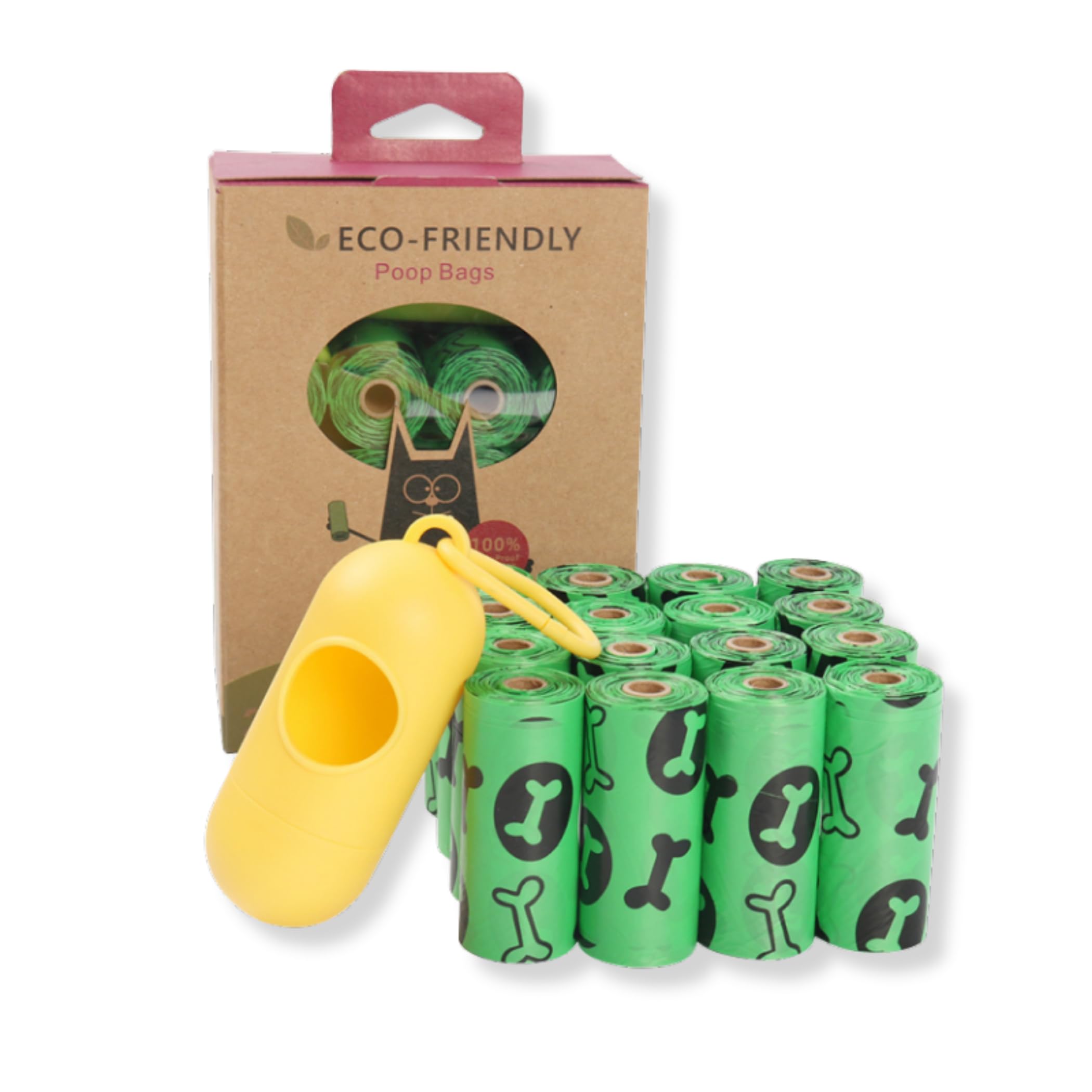 Driip Green Dog Poo Bags 240 Large Poop Bags With Dispenser,Super Strong 100% Leak Proof Poo Bags Dogs Rolls With Corn Starch Compostable | 16 Rolls X 15 Bags Each (Green)