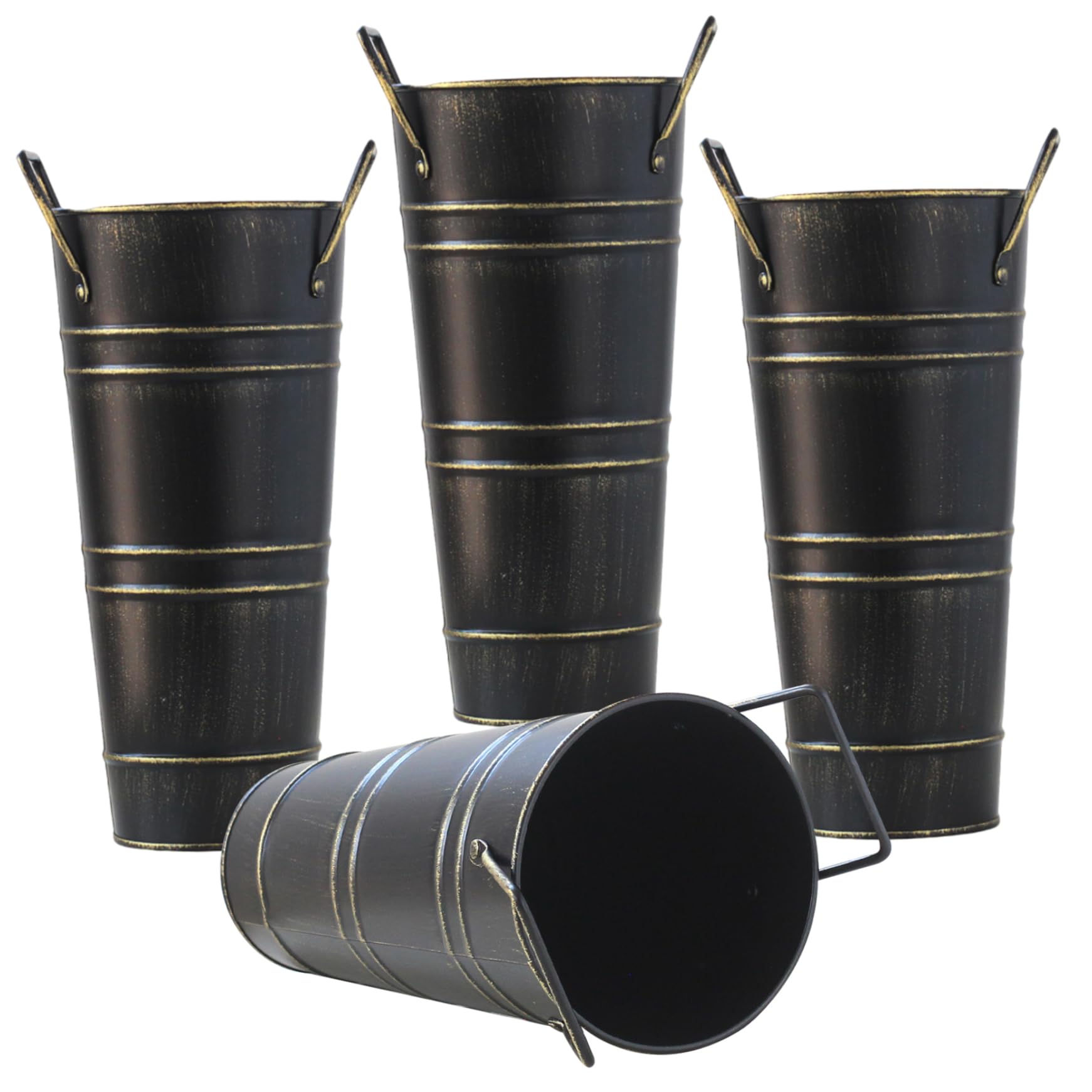 Vases galvanisés noirs de 9 pouces par 4 pour fleurs et centre de table