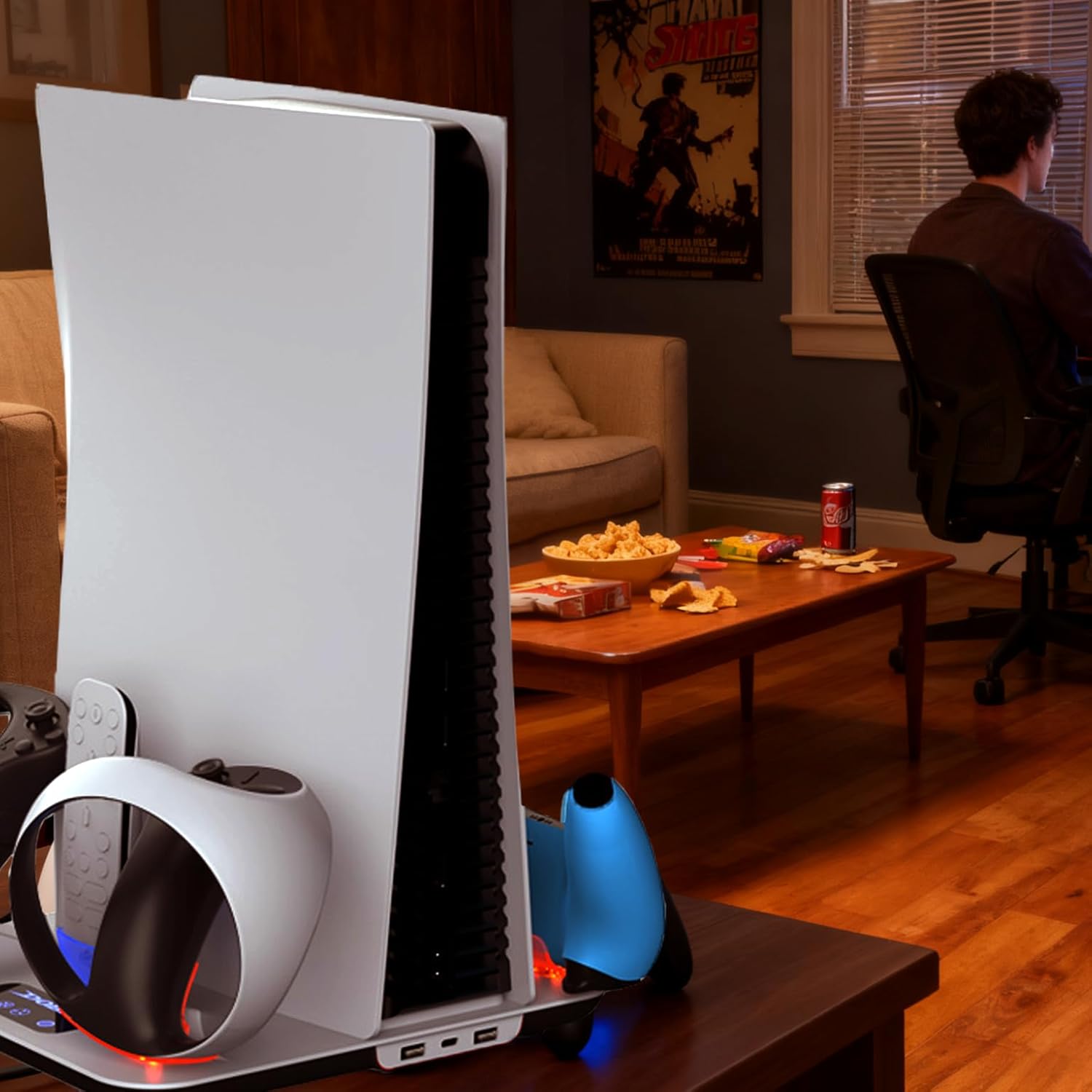 Ps5/Slim/Pro Cooling Stand and Controller Charging Station for Ps5 Vr2 with RGB Lights ;Playstation5 Console Silent Cooling Station;Vr2 Controller Fast Charger; Ps5/Pro/Slim/Vr2 Accessories Kit - Image 9