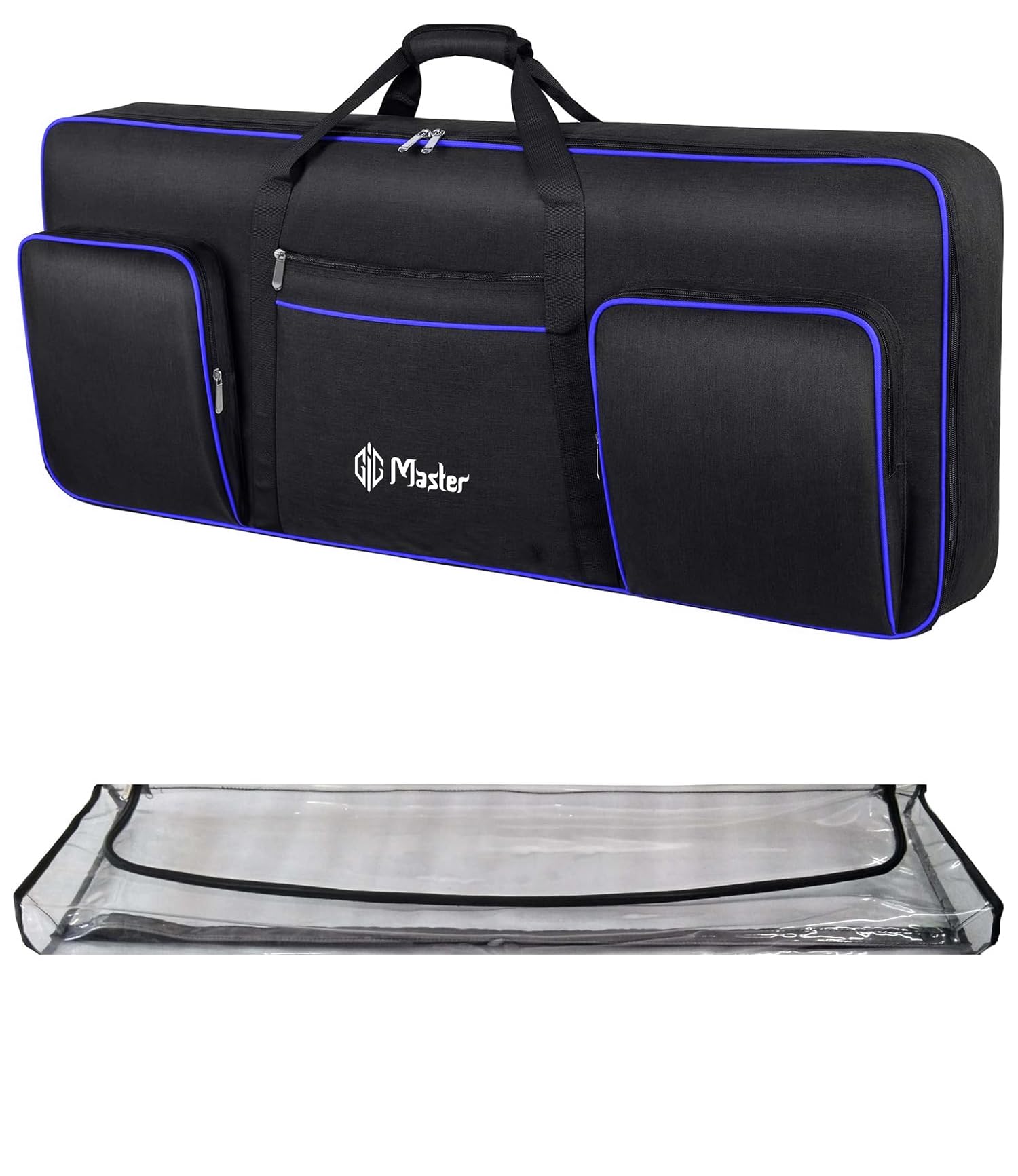 GIG Master Heavy Padded Keyboard Bag/Cover/Case for Casio CT-X700, CT-X870IN, CT-X8000IN, CT-X9000IN 61 Keys Keyboard with Transparent Dust Cover & Double Pocket(Black & Blue)-image-14