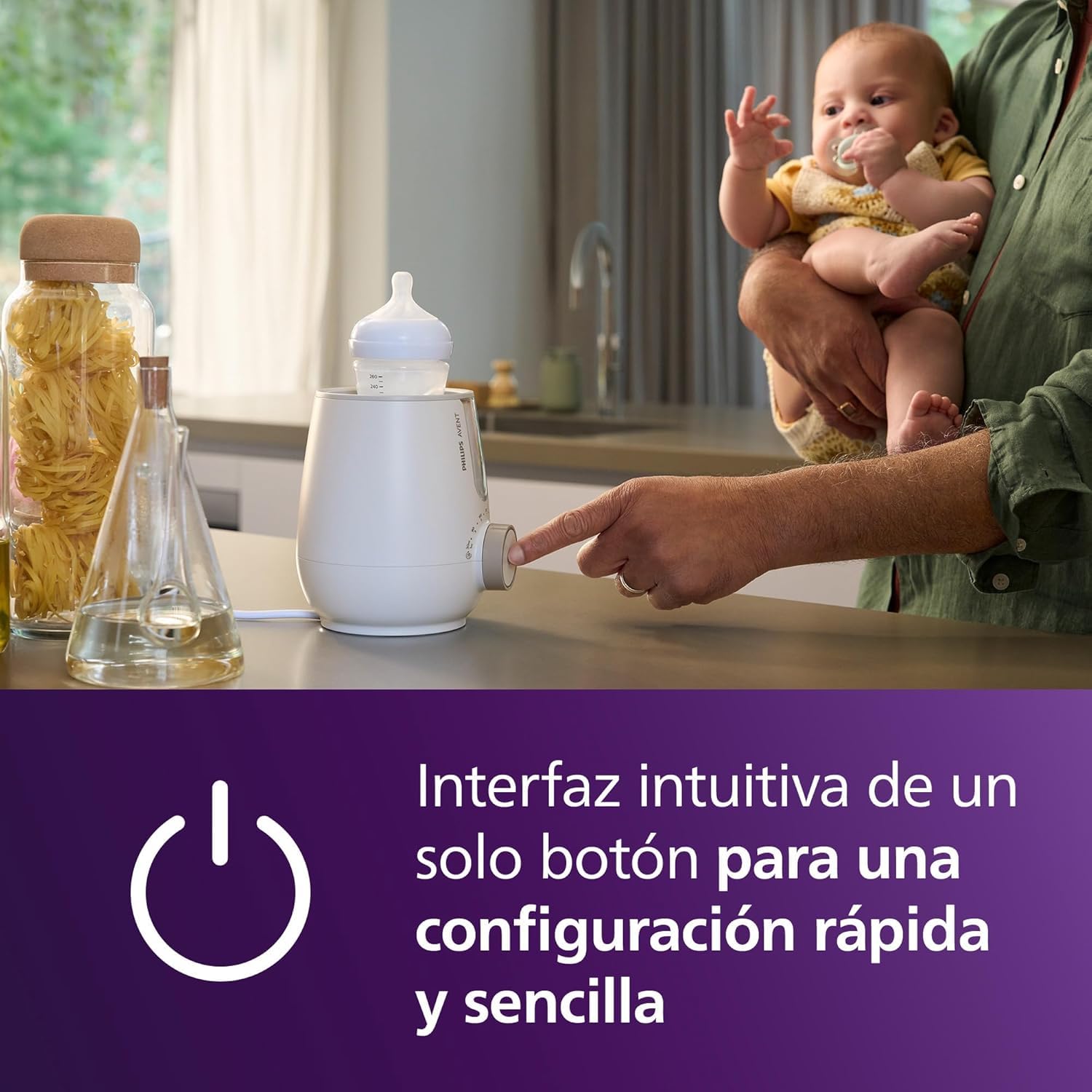 Calentador y esterilizador 2 en 1 con tecnología de baño de agua estándar de calidad hospitalaria, sensor de temperatura inteligente, prevención de zonas calientes, SCF359/00