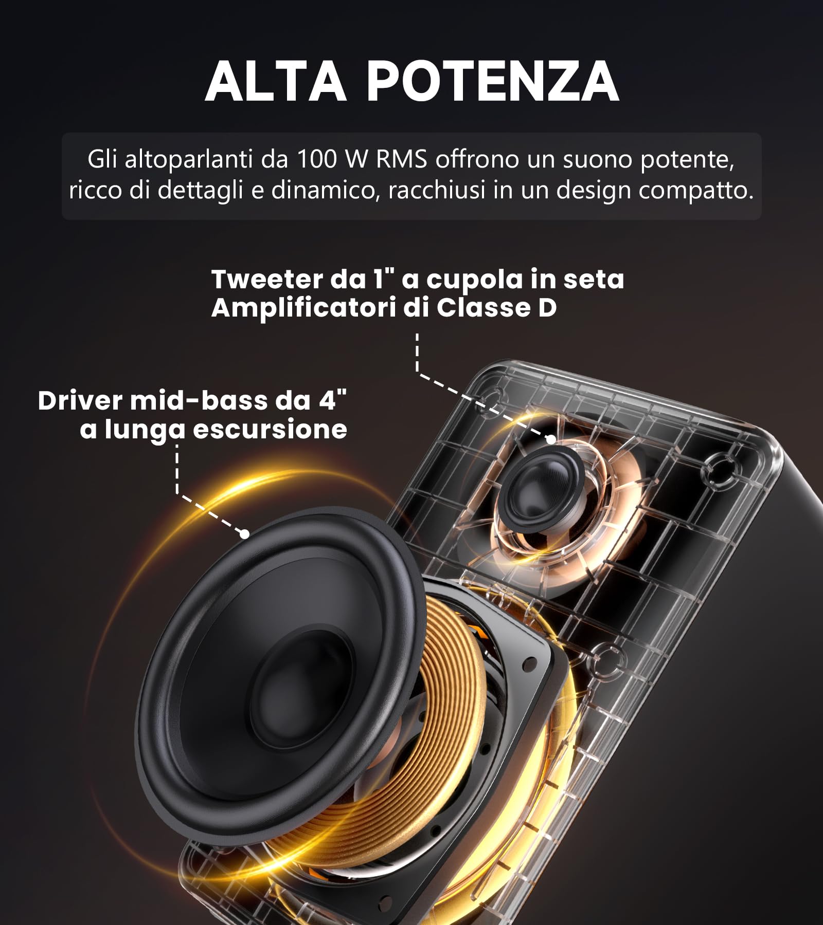 Edifier M90 Diffusori da Scaffale, Scrivania 100 W RMS, Audio Alta Risoluzione, LDAC, Bluetooth 6.0, Ingressi HDMI eARC/ottico/USB-C/AUX con Uscita SUB OUT, Telecomando per TV/PC, Bianco