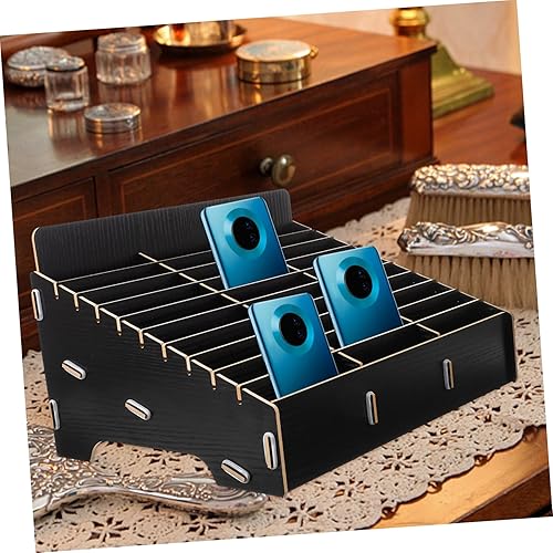 Miniatura 2 de Organizador de estantes de escritorio, almacenamiento de cable para oficina, estante de exhibición de teléfono de madera, soporte de almacenamiento