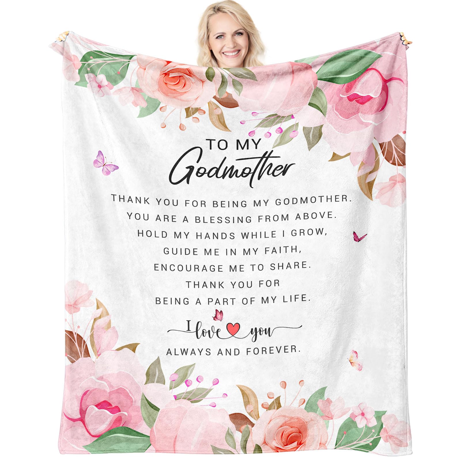 Godmother Gift Blanket 60"x 50" - Mothers Day Godmother Gifts - God Mother Gifts for Women - God Mom Gifts from Godson/Goddaughter - Best Godmom Gifts