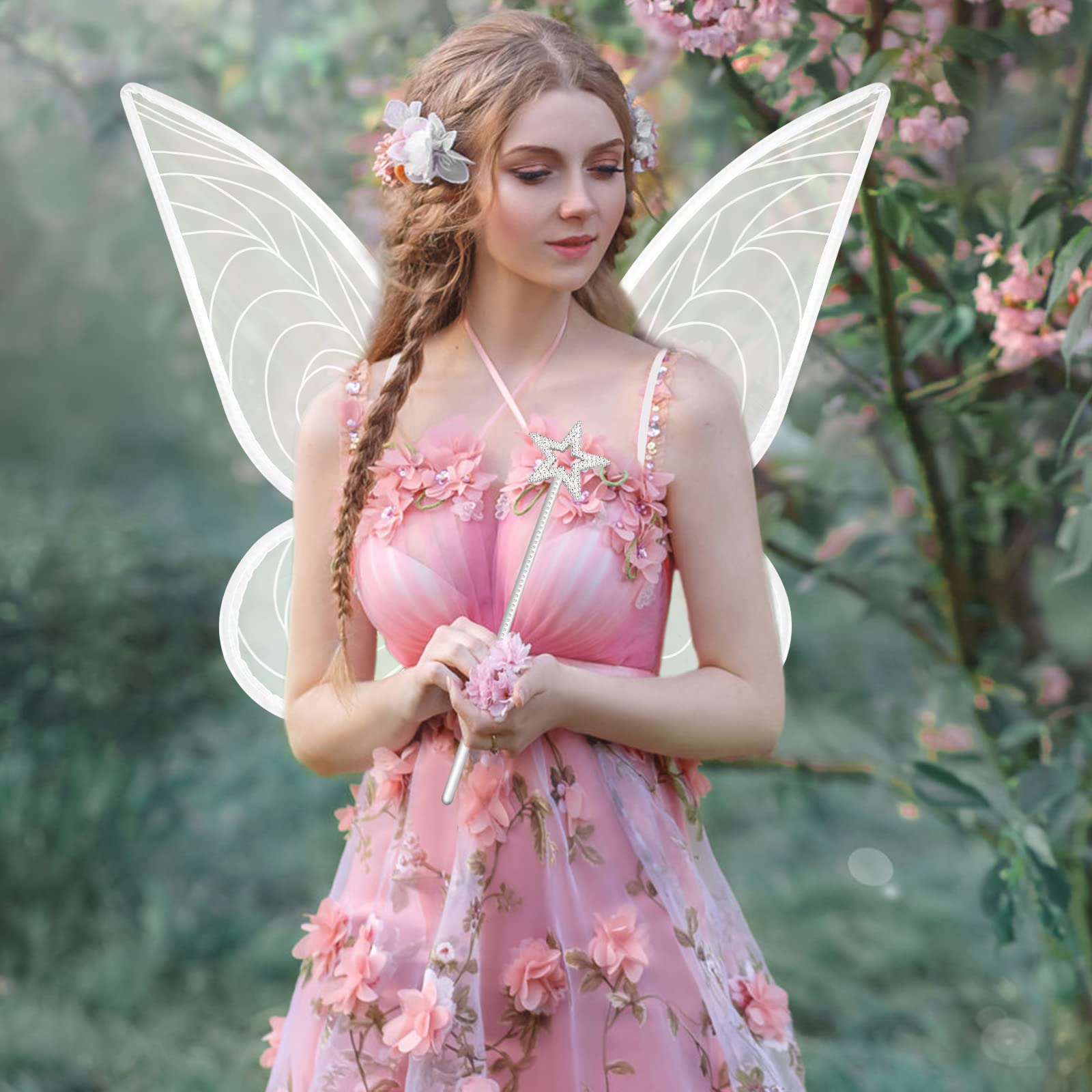 Fairy Wings for Adult Adults Butterfly Wings for Girls Women Halloween Christmas Costume Sparkle Angel Wings Dress Up Party Favor (white) - Image 4