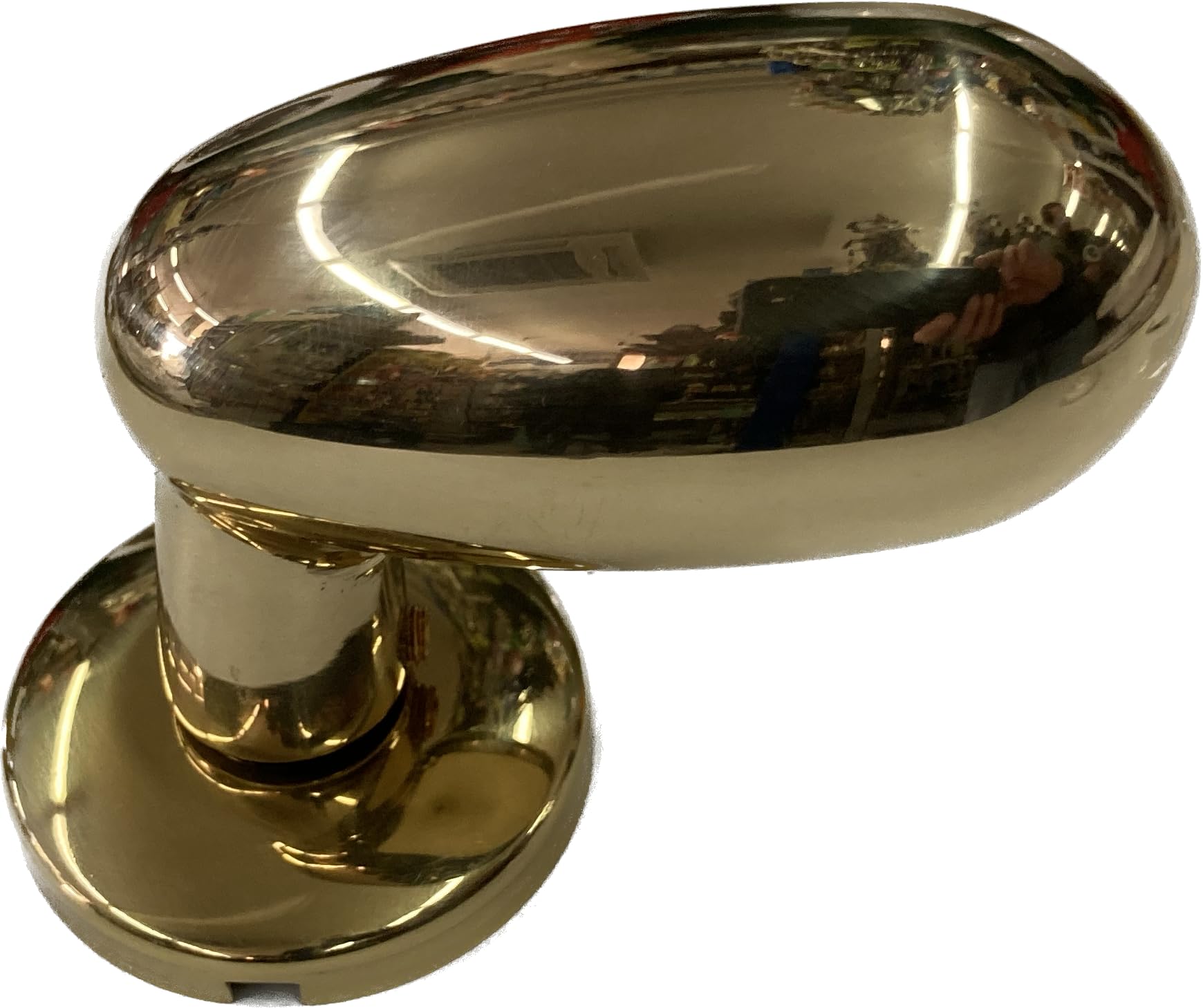 SECUREMME Mezza maniglia reversibile a forma di uovo con rosetta mm 55 - con foro per quadro 8 - il prodotto potete montarlo con o senza molla di ritorno (Ottone lucido)