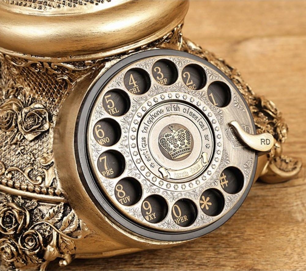 Qdid Old Fashioned Antique Telephone Creative Wired Telephone Retro Home Fixed Telephone Rotary Dial Telephone