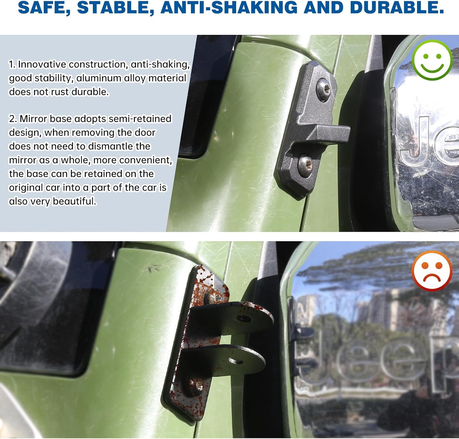 Wrangler Mirrors Doors Off Compatible with Wrangler JK TJ & Unlimited 1997-2018,Wrangler Side Mirrors Fold and Reset When Encountering Obstacles, HD Anti-shake and Anti-dazzle - Image 6