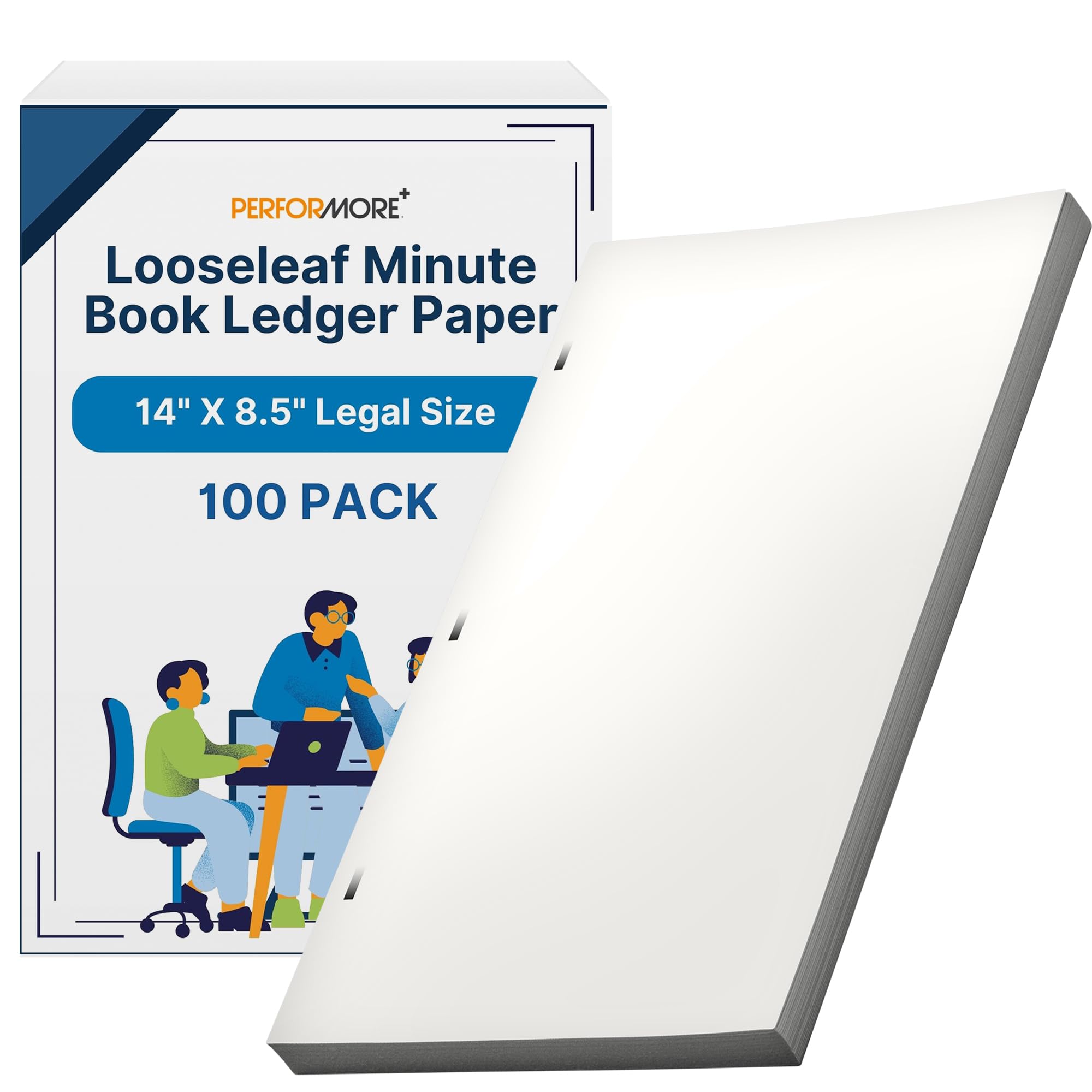 Performore Carnet de minutes de 35,6 x 21,6 cm – Feuilles blanches perforées à 3 trous pour une tenue de dossiers efficace et professionnelle
