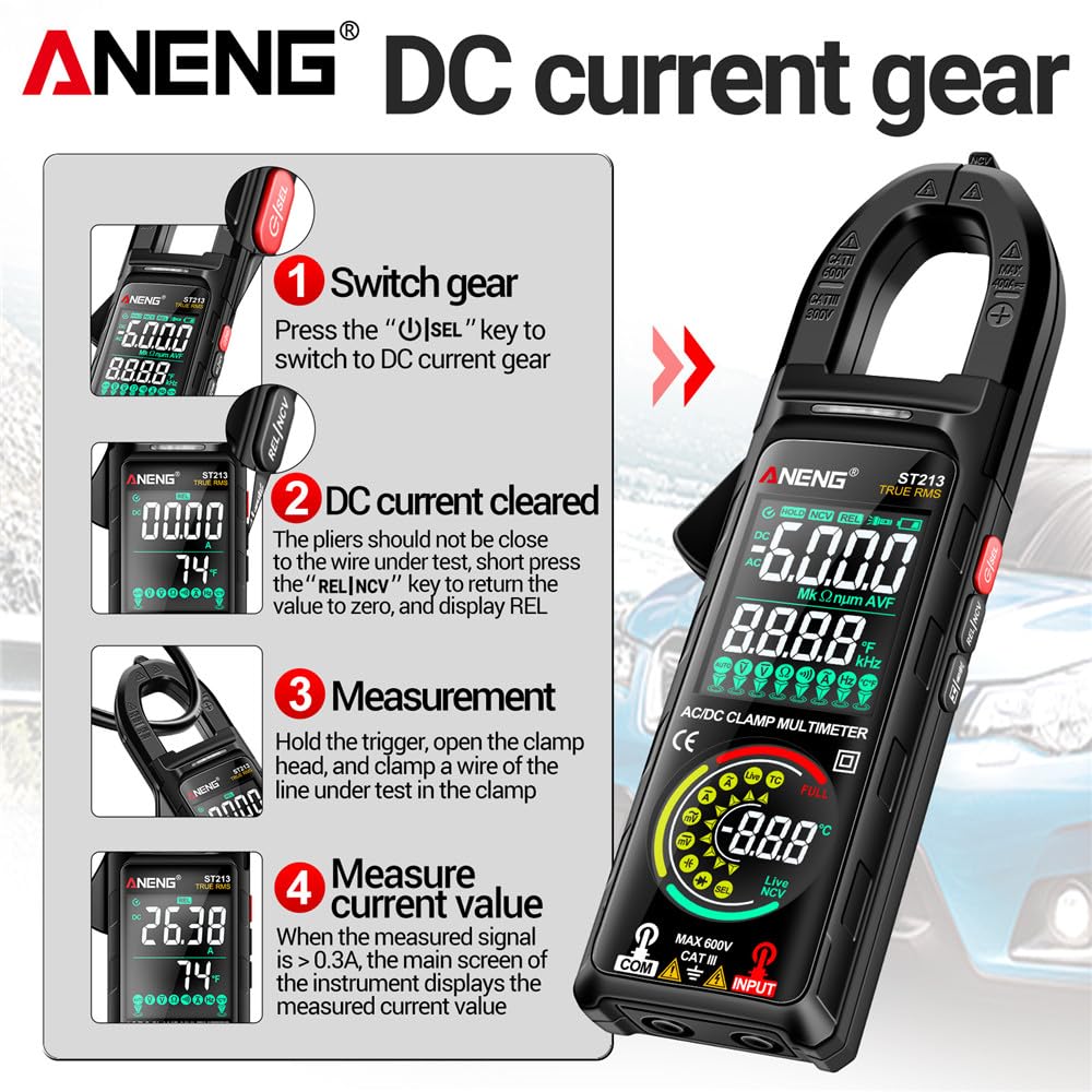 Amazon.co.jp: ST213 デジタルクランプメーター DC/AC 電流 6000
