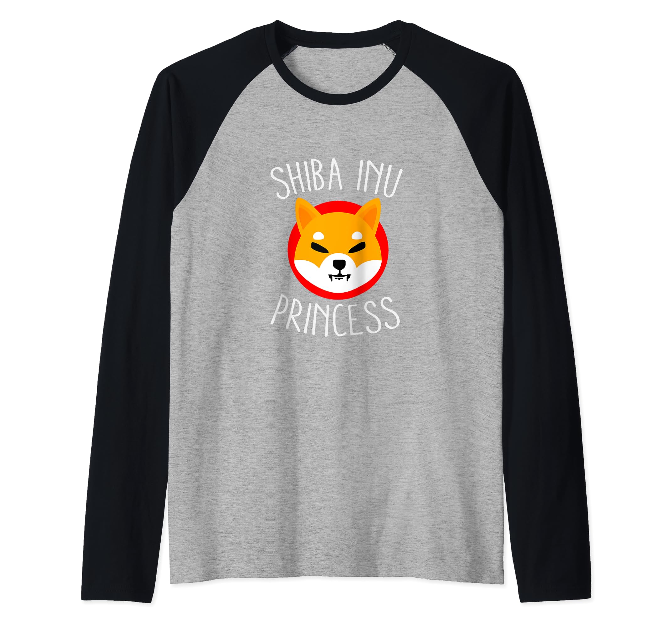 Shiba Inu Princess Funny Shib Coin Cryptocurrency Blockchain Raglan Baseball Tee, Black