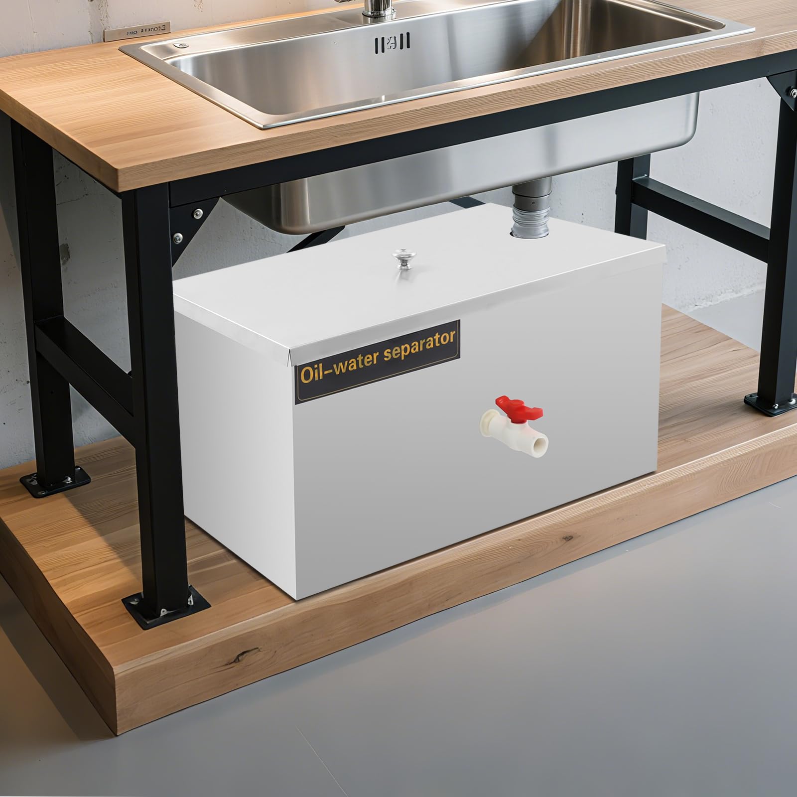 Fettabscheider Edelstahl Ölabscheider für Abwasseraufbereitung unter der Spüle, Öl-Wasser-Separator Fettseparator Filter Abwasser mit Top-Einstieg für Küche Restaurant, Durchflussrate 0,8 m³/h