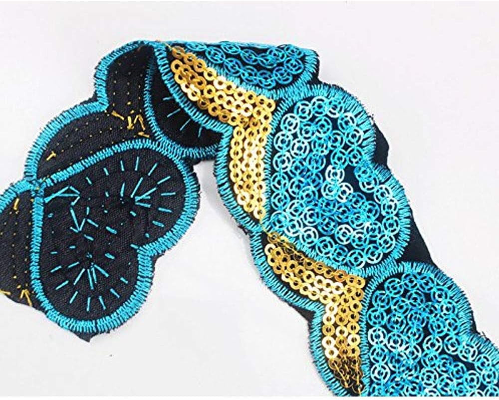 7yards Fashion DIY Design Embroidred Gold Heart-Patteren Beaded Sequin Patches Applique Ribbon Lace Fabric Trim Sewing