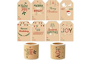 Haooryx Self Adhesive Kraft Christmas Gift Tags
