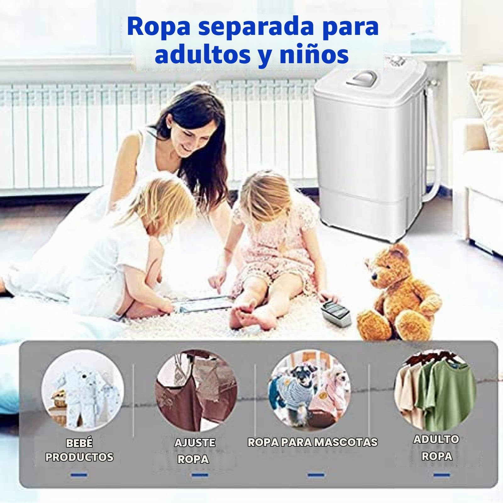 Lavadora con Secadora, Lavadora De Carga Superior, Lavado De 4,6 Kg, Nivel De Agua Regulable, para Apartamento, Hotel, Dormitorio/Semiautomática