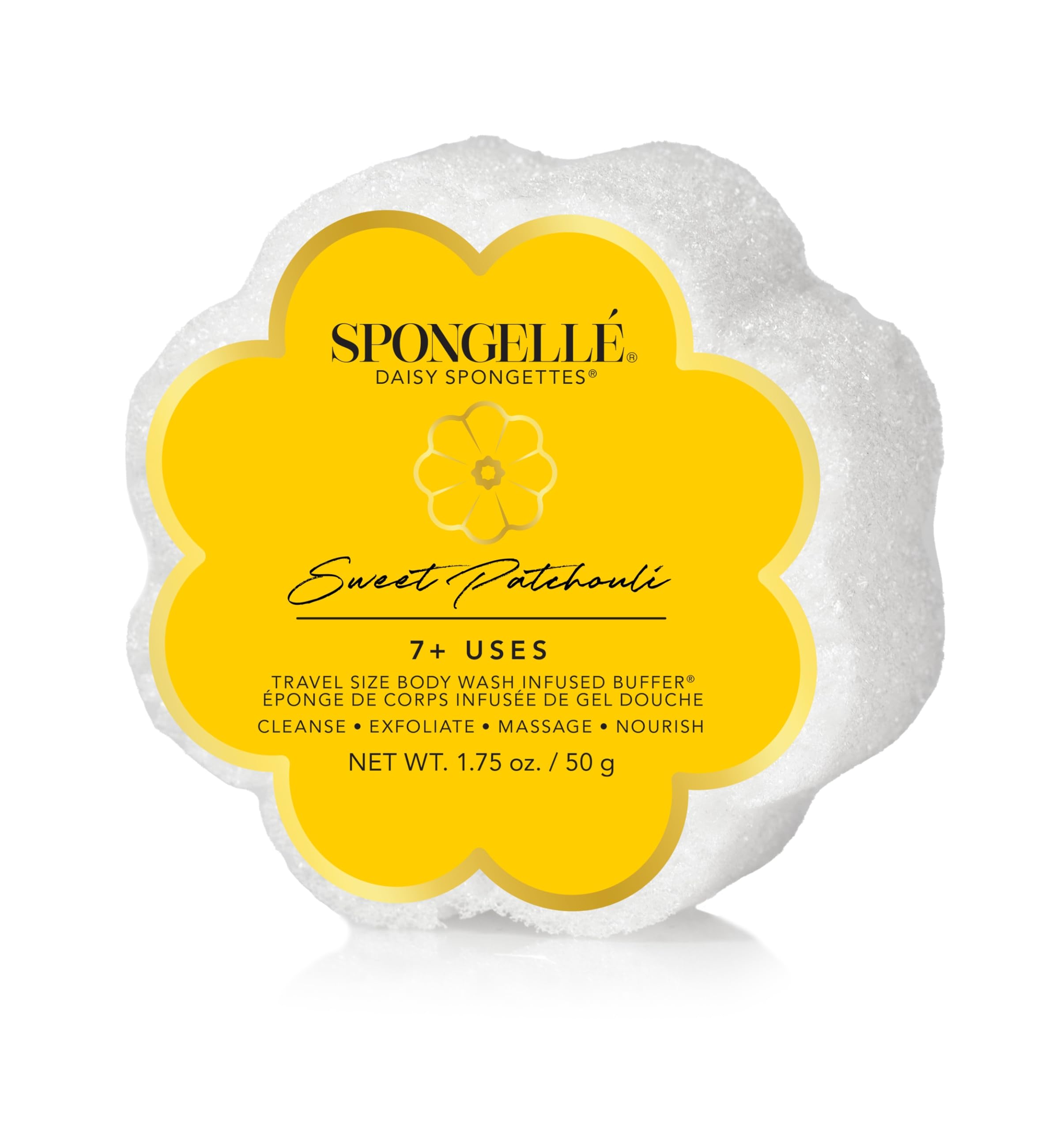 Spongelle Sweet Patchouli Spongette Loofah Body Scrubber | Bath & Shower Loofah for Women | Body Scrubber Exfoliator with Body Wash Infused Sponge | 5