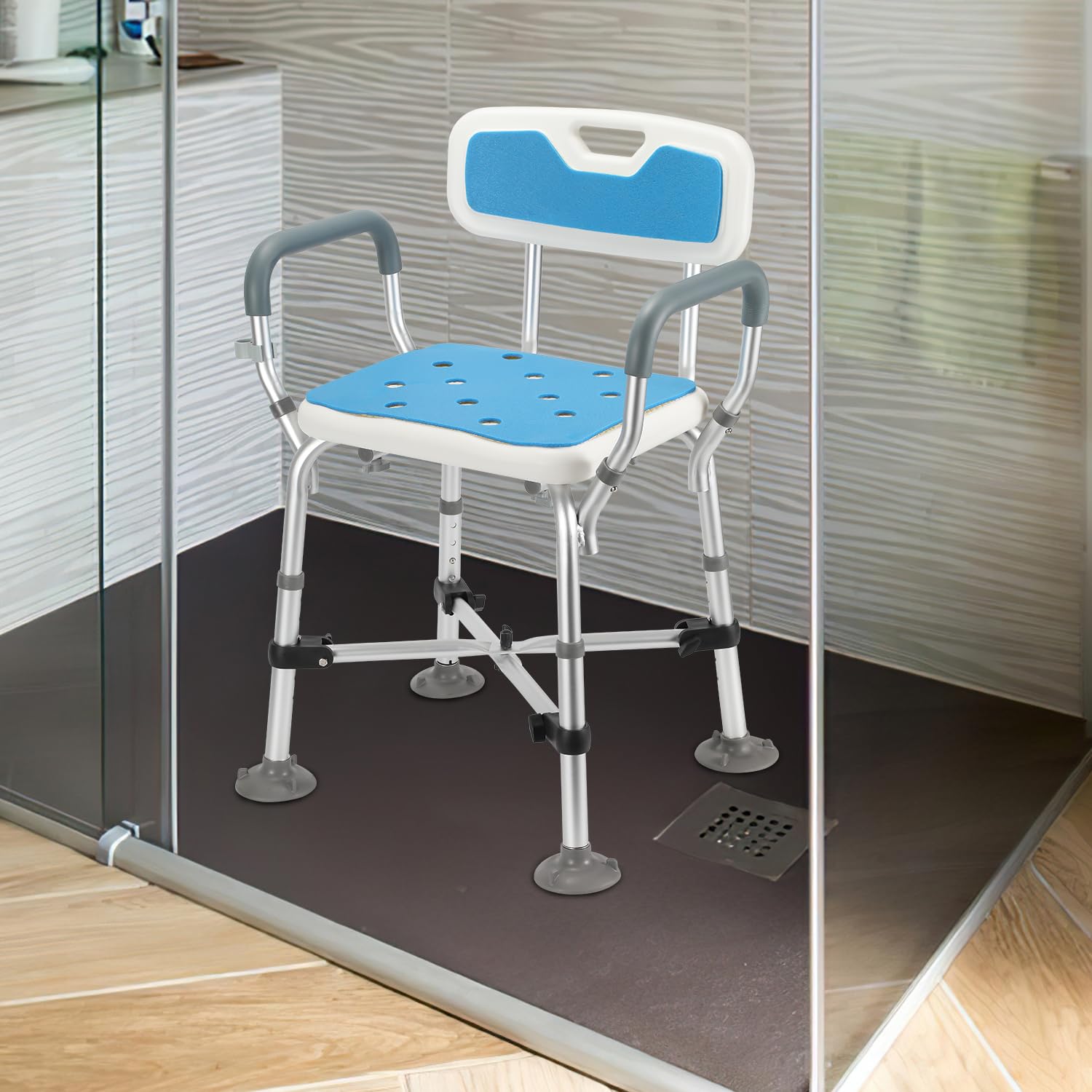 Taboret prysznicowy aluminiowy poprzeczny wspornik 180 kg