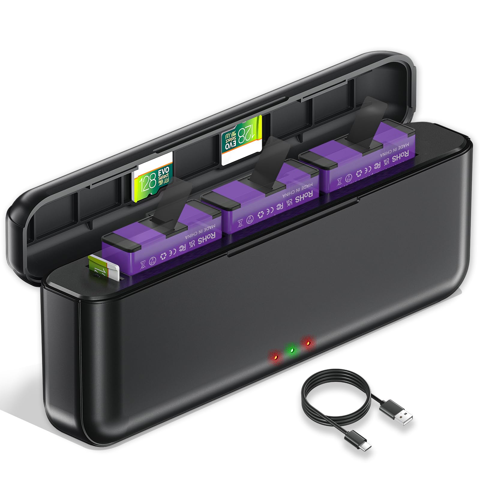 CITYORK Caricatore a 3 Slot Con Display LED e Cavo USB Compatibile con .Insta-360. Ace/Ace Pro/Ace Pro 2, Batteria di Ricambio per.Insta-360. Ace/Ace Pro Fotocamera Sportiva Accessori (Batteria Non