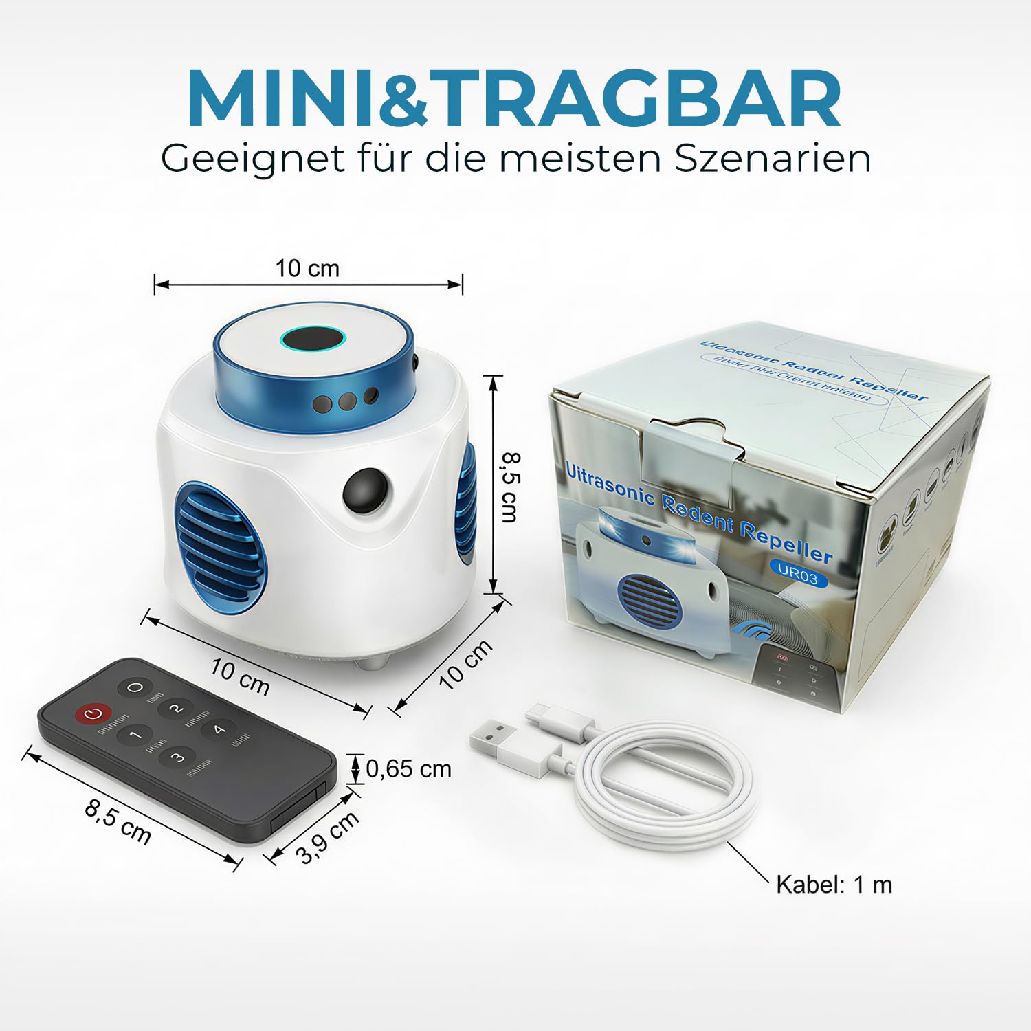MEKEET 360° Ultraschall Mäuseabwehr mit 4 Modi & 9 LED Stroboskoplicht, Mäusevertreiber gegen Ratten Mäuse Spinnen, Ameise 310 m² Reichweite, Professionelle Rattenabwehr für Innenbereich & Garage