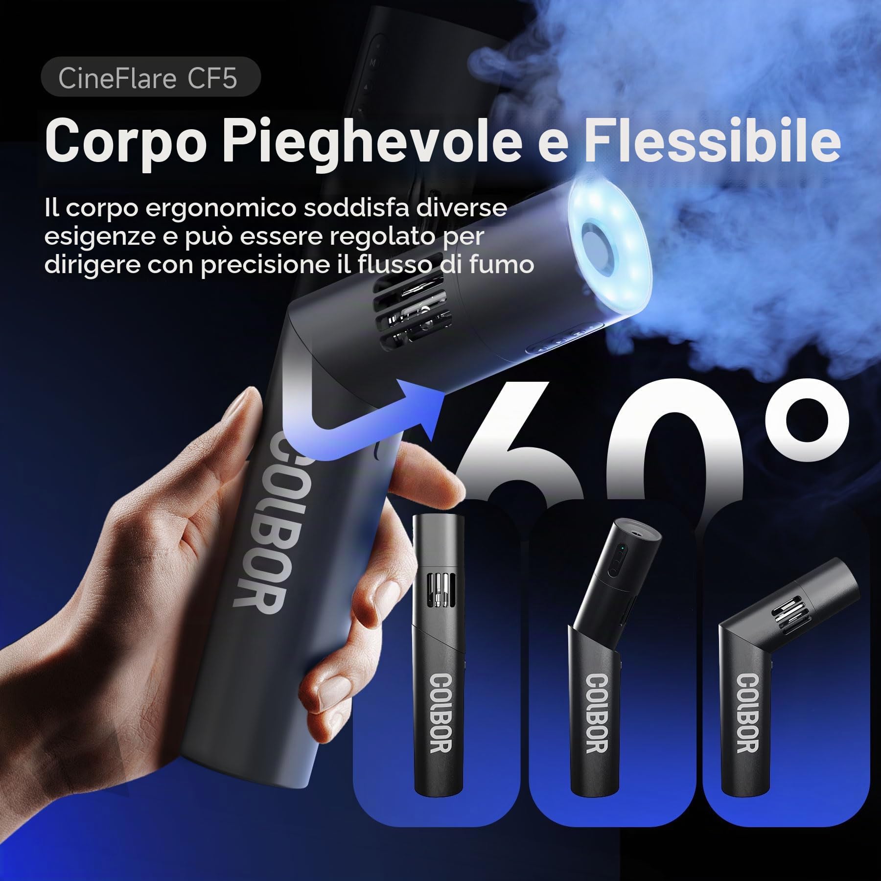COLBOR CF5 macchina del fumo portatile,Mini macchina fumo portatile 40w,telecomando wireless 10m, maniglia pieghevole fog machine,Può essere utilizzato per eventi all'aperto, DJ feste, fotografia