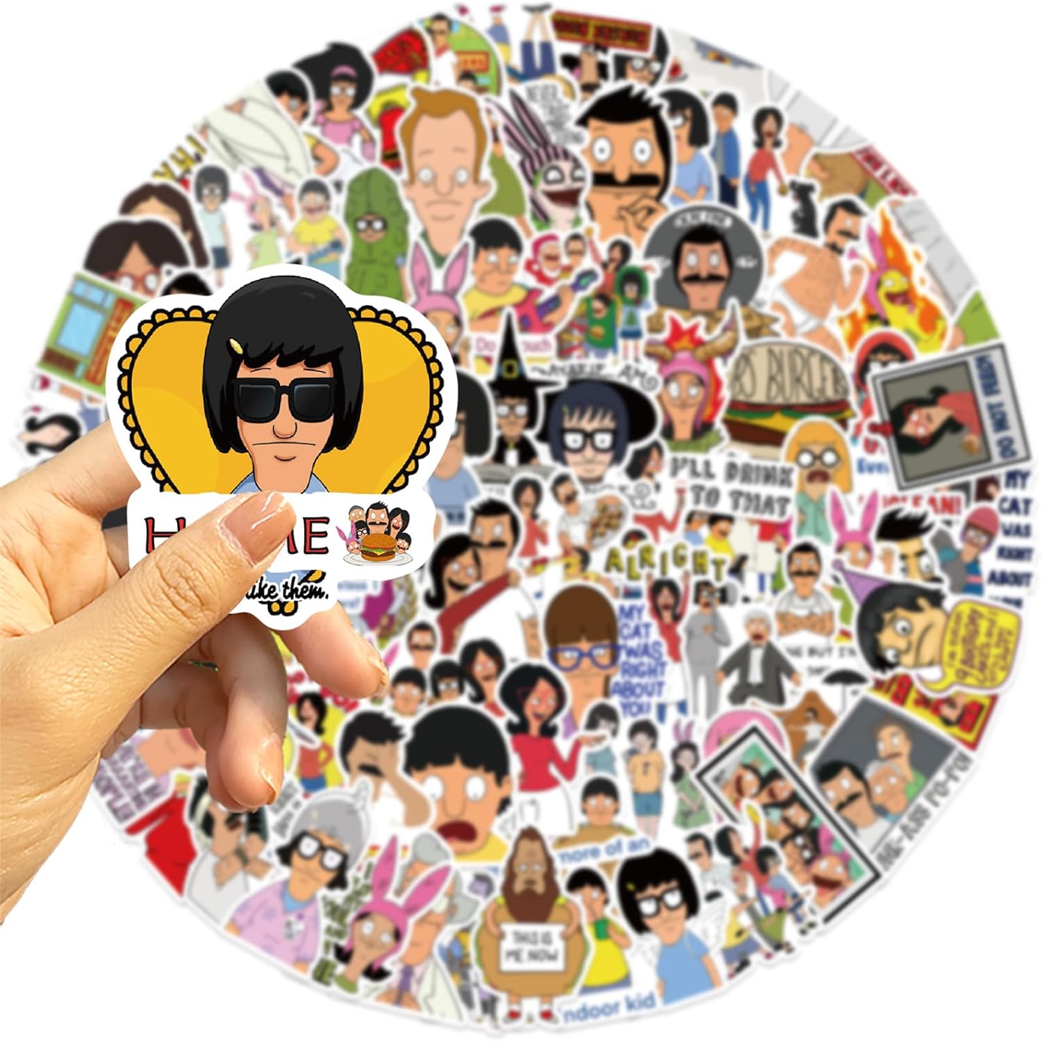 100Pcs Cool Character Bob's Burgers Stickers for Water Bottles Skateboard Luggage Laptop Bumper Waterproof Vinyl Stickers Bulk for Boys Teens Adults (Bob's Burgers) - Image 6
