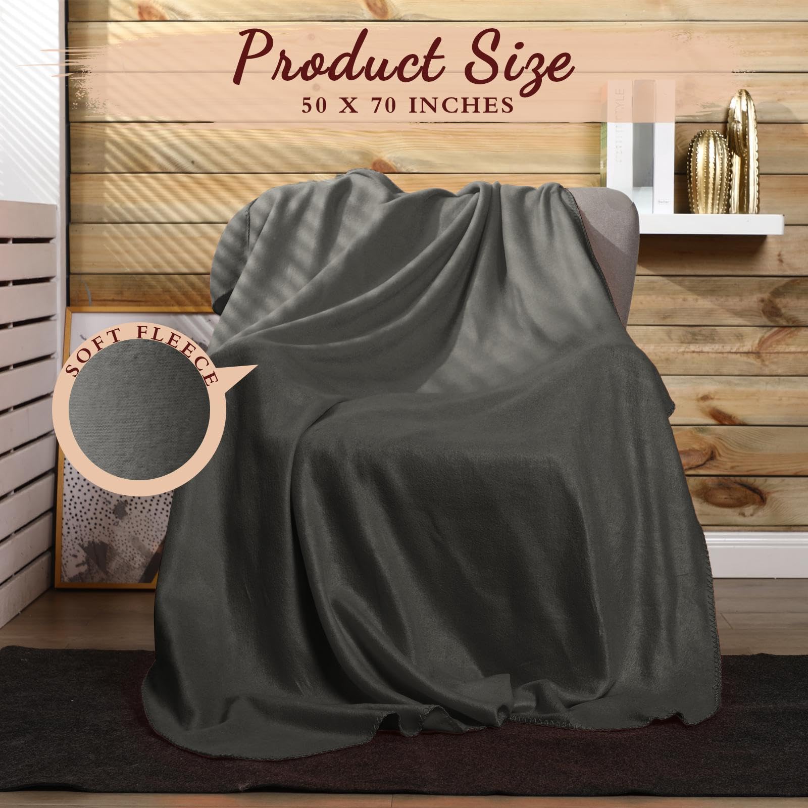 Buryeah 10 coperte in pile, morbide e calde, comode e leggere, in pile felpato, per casa, letto, divano, ufficio, matrimoni, viaggi, campeggio (grigio scuro, 127 x 180 cm)
