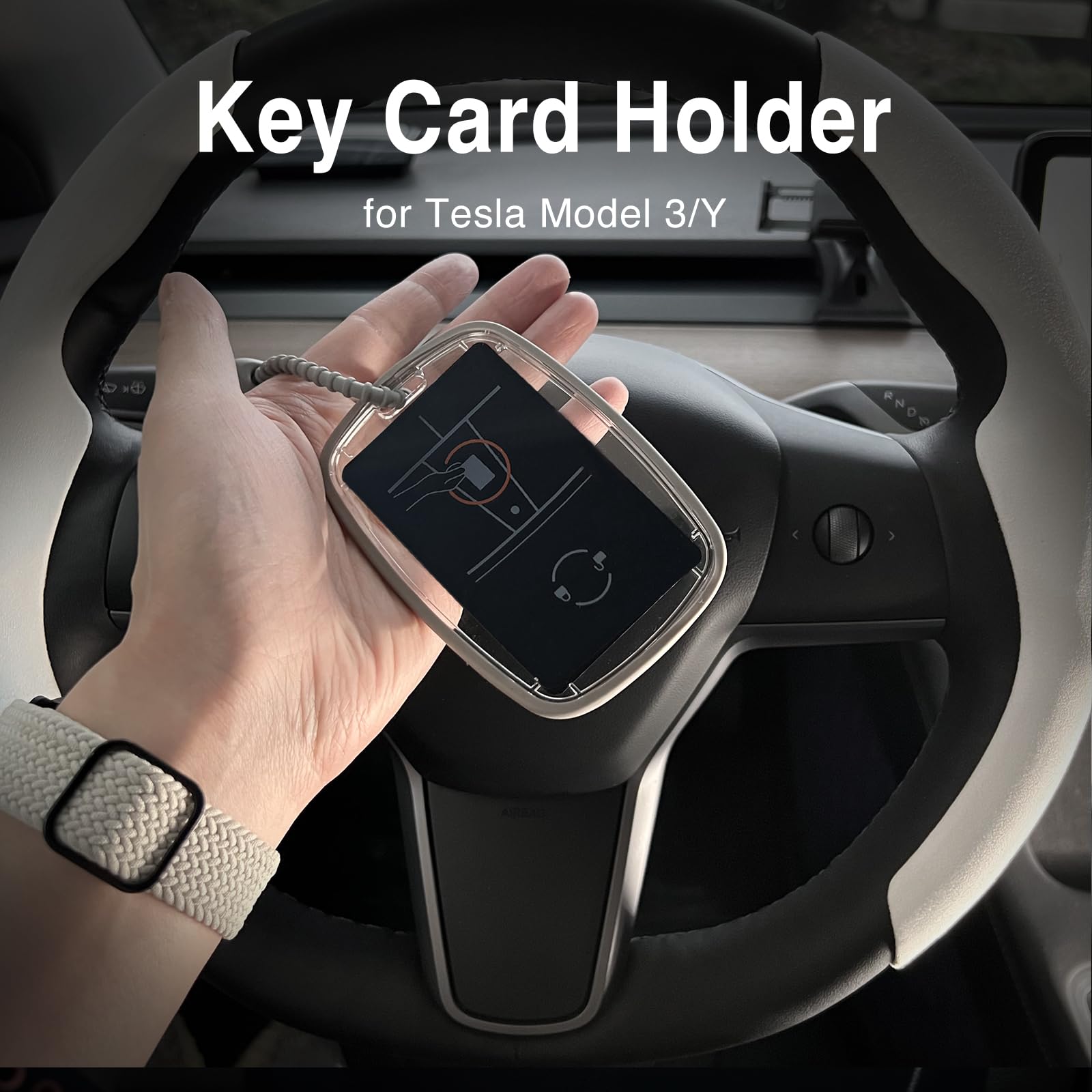 Silicone Key Card Holder With AirTag Slot For Tesla Model 3/Y/S/X - Protective Case With Keychain