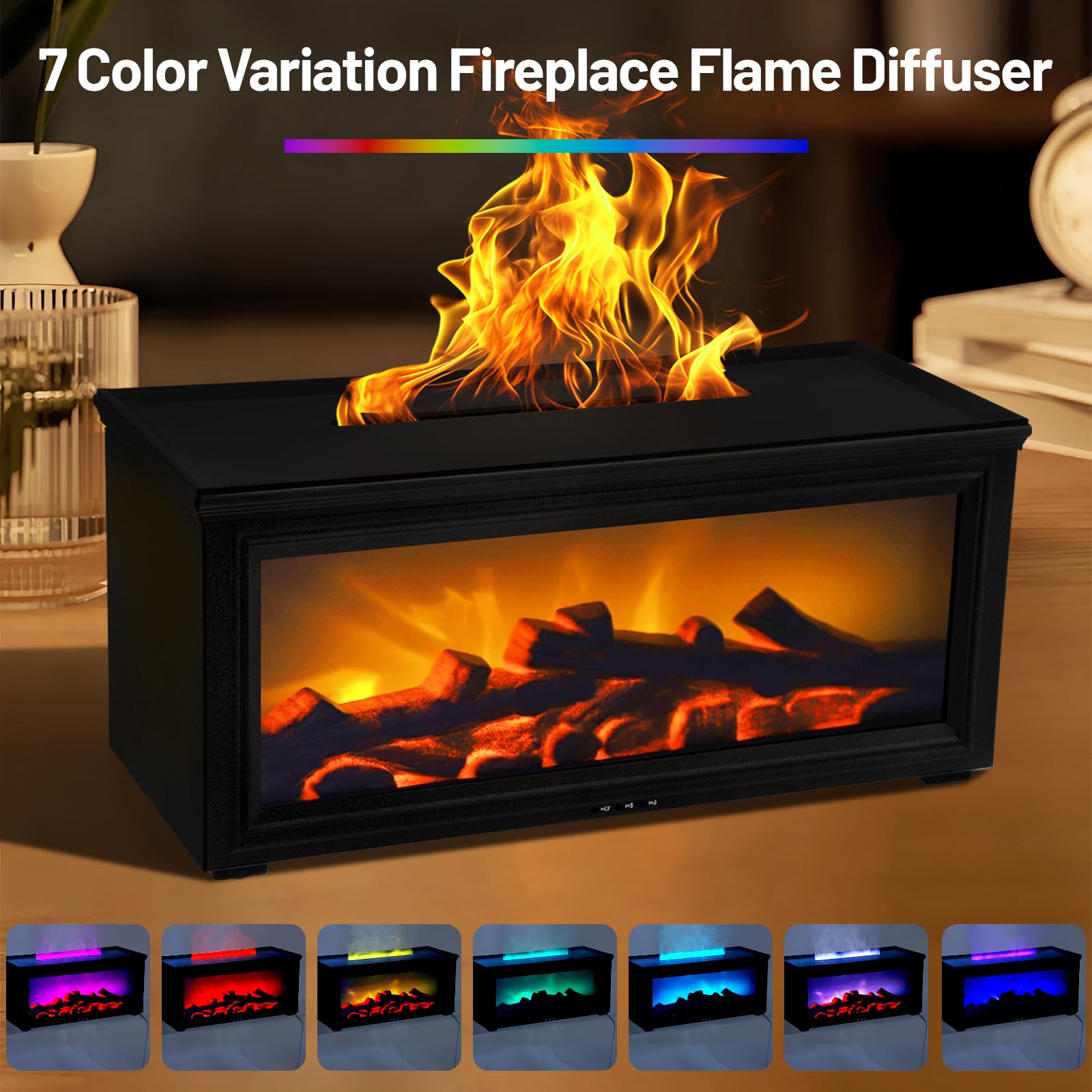 Diffusore di aromi con effetto fiamma 3D e umidificatore, 280ML diffusore di aromaterapia ad alta capacità per la casa (batterie non incluse)