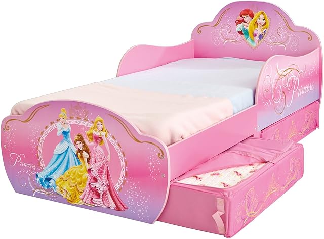 Disney Princess Kids Toddler Bed with Underbed Storage by HelloHome