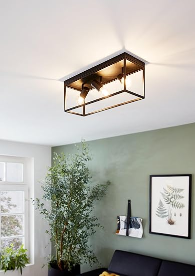 Eglo EGLO Silentina Plafondlamp, 3 lichtpunten, modern, industrieel van staal, woonkamerlamp in zwart, keukenlamp, hallamp, plafond met E27-fitting photo 2