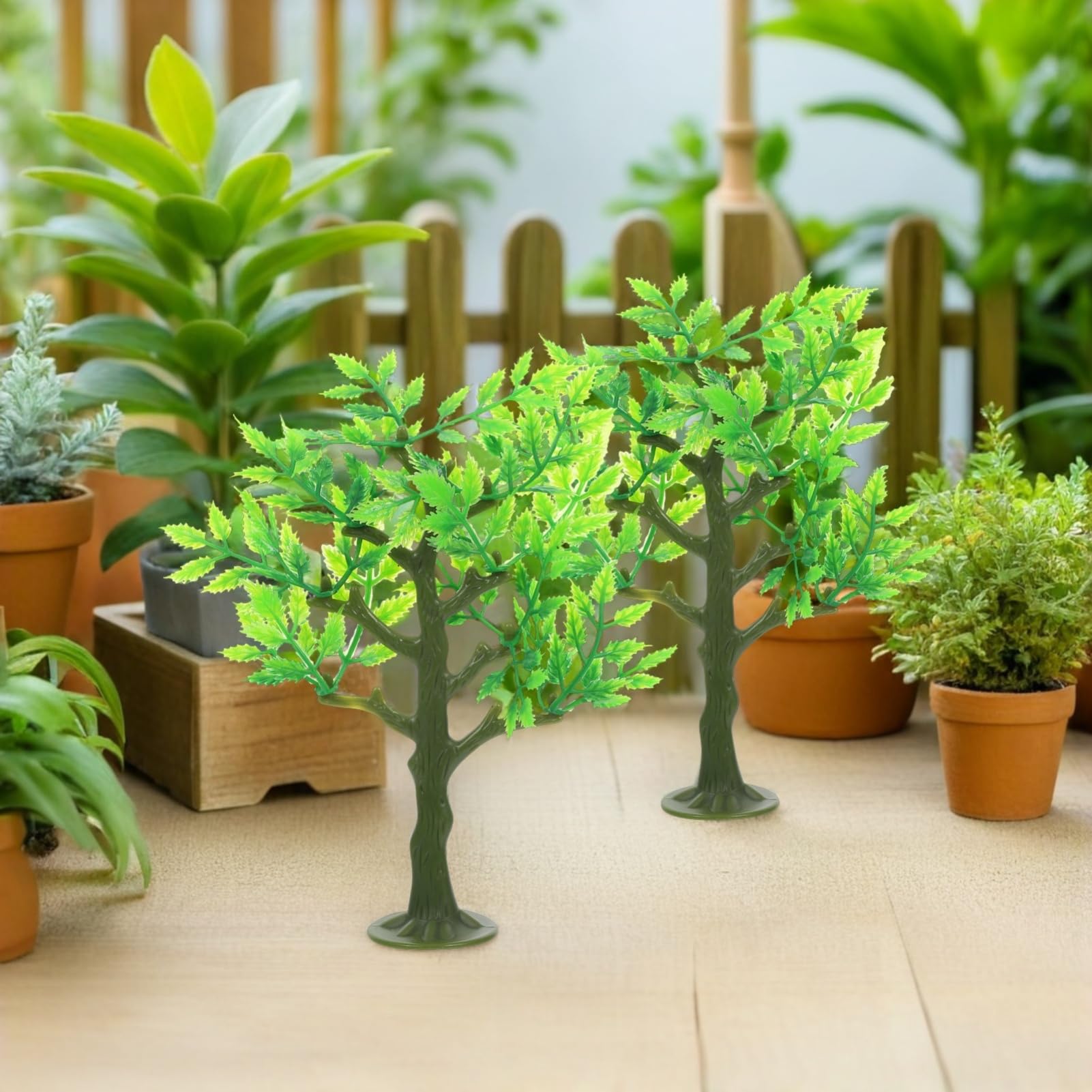 TOYANDONA - Lote de 12 árboles en miniatura de plástico para maquetas y dioramas escalera accesorios para casa de muñecas y jardín de hadas