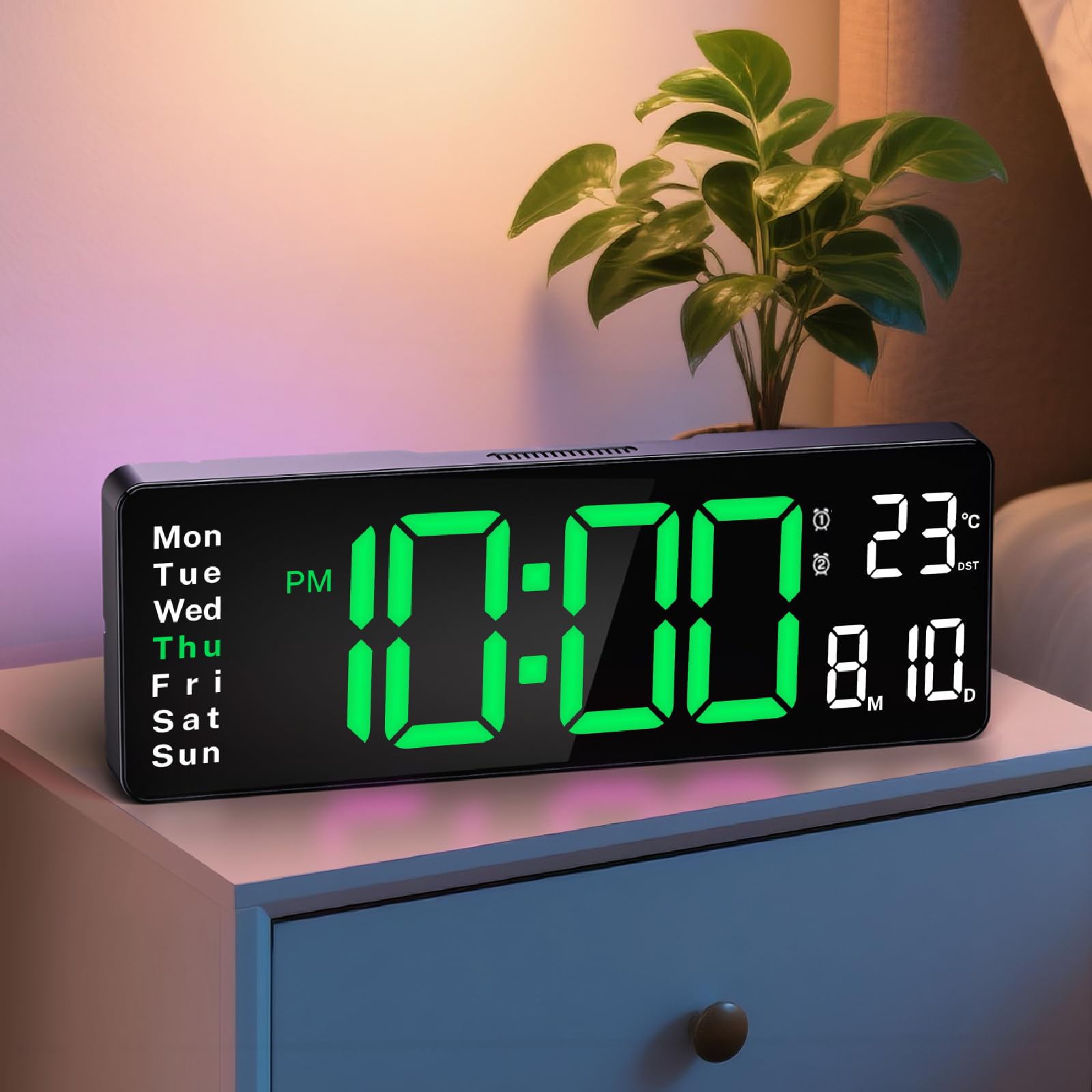 Digital Clock Large Display, 16" Large Digital Wall Clock for Bedroom, Led Big Wall Electric Clocks with Remote Control,Date,Week,Alarm,Temp,Night Light for Classroom,Living Room,Gym,Office