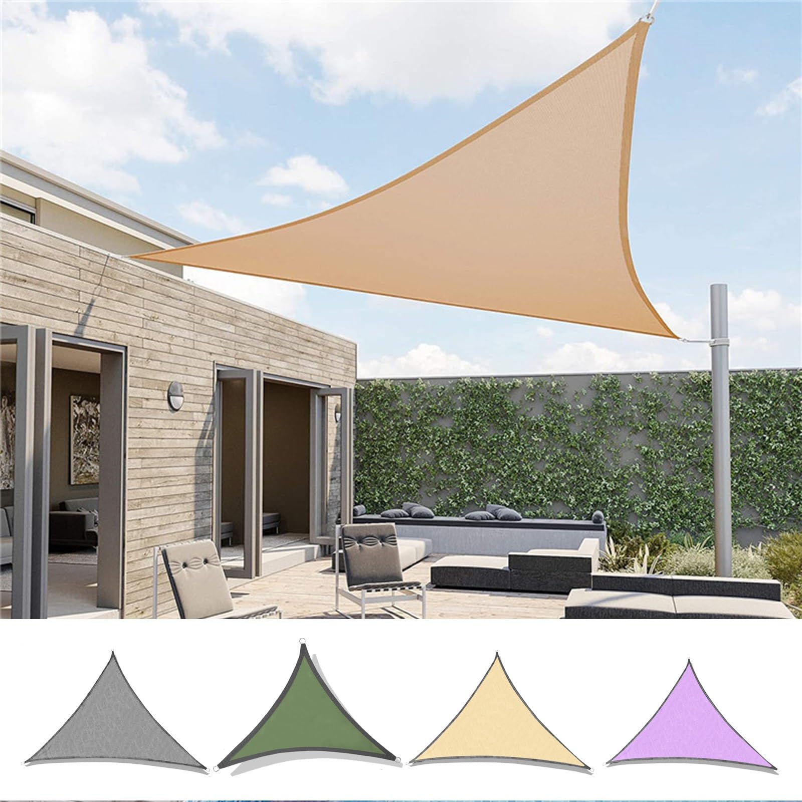 LXBche Awning Shelter Sun Shade Sail Canopy Waterproof Shade Sail Shade Sail Hardware Sunshade Fabric Patio Shade Cloth Outdoor Cover for Pergola Backyard Garden Carport (Color : A, Size : 3m*3m*3m