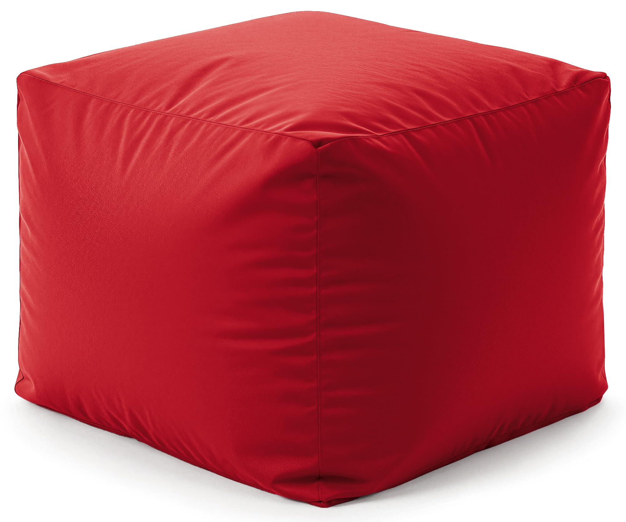 Water-Resistant Bean Bag Cube Footstool Pouffe for Indoor/Outdoor Use – Home or Garden Extra Seating – Manufactured in the UK – Square 40x40cm Ottoman Foot Rest Stool (Red)
