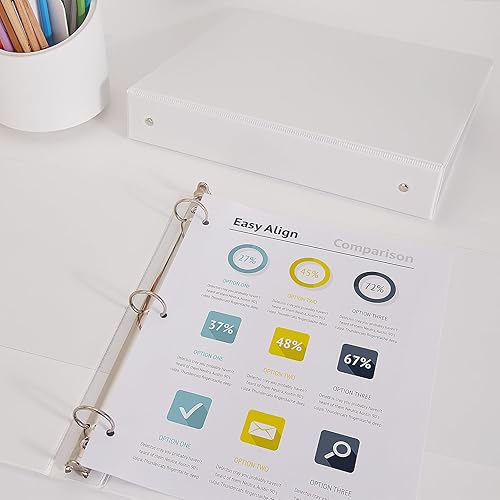 Miniatura 6 de COMIX Carpeta resistente de 3 anillos de 1 pulgada con cubierta transparente, carpeta de anillos redondos de 1 pulgada, sin PVC, capacidad de 200