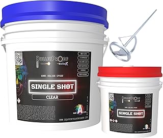 BP Resins: Single Shot |100% Solids Epoxy Resin Kit (3 Gallons) Solvent-Less, Two Component Gloss Coat Finish- Low VOC! Industrial Use, Garages, Floors, Wood, Acrylic & More! (Clear) + Free Mixer