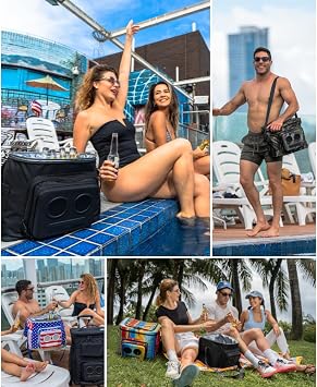 THE #1 Cooler with Speakers on Amazon. 20-Watt Bluetooth Speakers for Parties/Festivals/Boat/Beach. Rechargeable, Works with iPhone & Android (Blue)