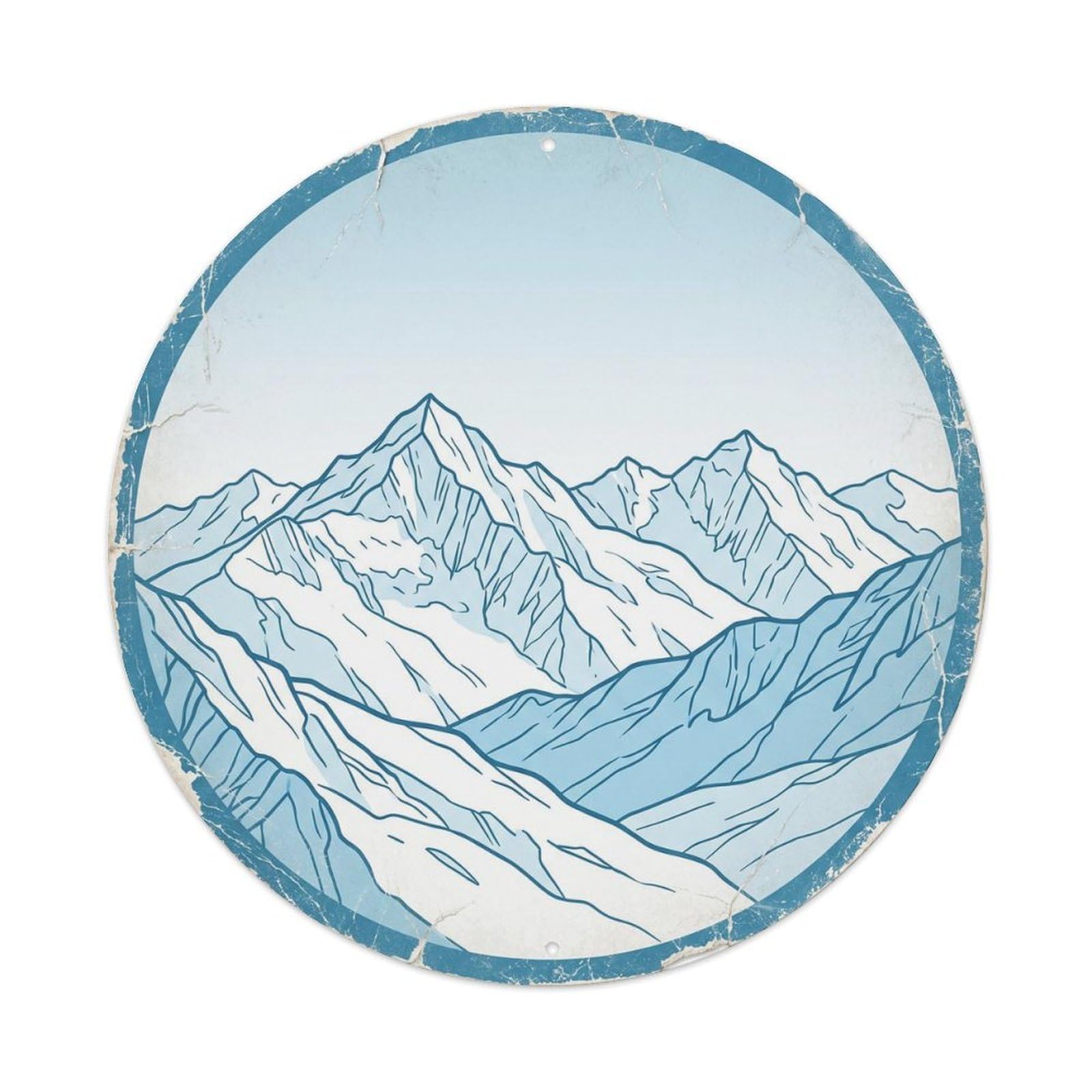 Vintage Travel Alps Switzerland Peaks Metal Tin Sign Plaque Wall Decor for Cafe, Club, Garden Round Metal Poster 8x8Inch