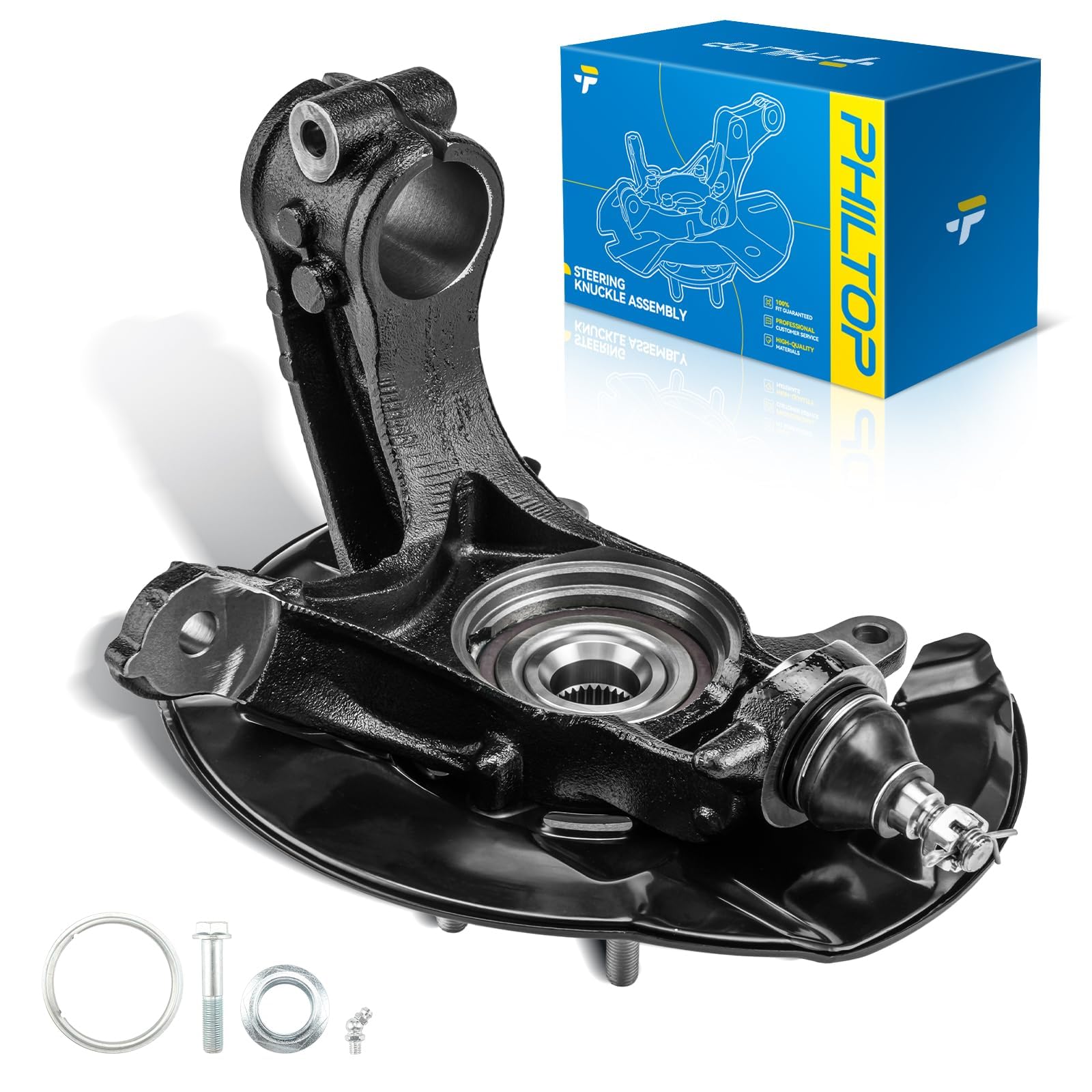 PHILTOP Front Left Knuckle Wheel Hub Bearing for Honda Accord 2.4L/3.5L
