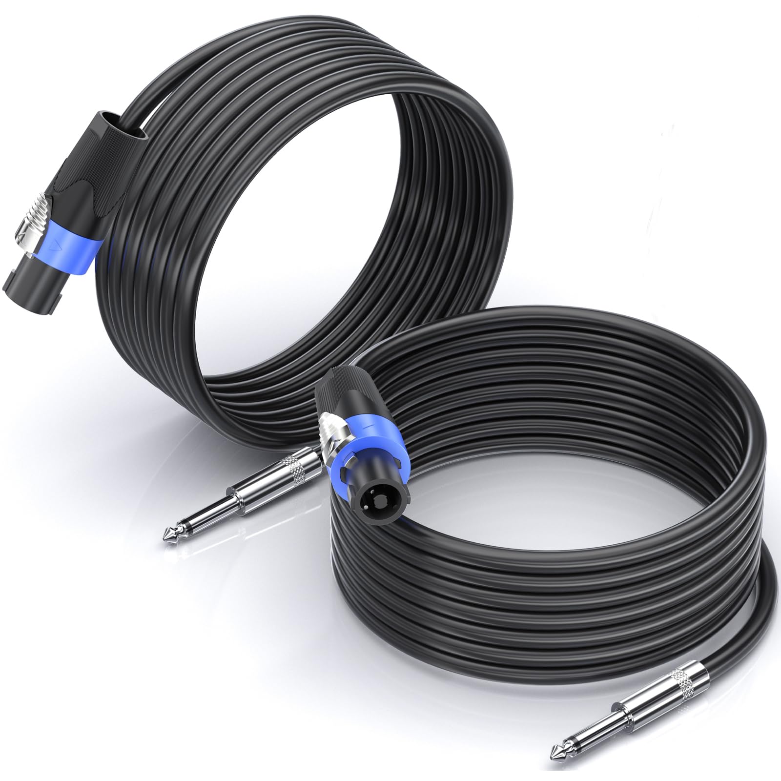 10M 2pack Speakon a 1/4" TS Cable de Altavoz 15 Gauge para Amplificadores de Audio con Conector Twist Lock para DJ/PA Audio de Alta Resistencia